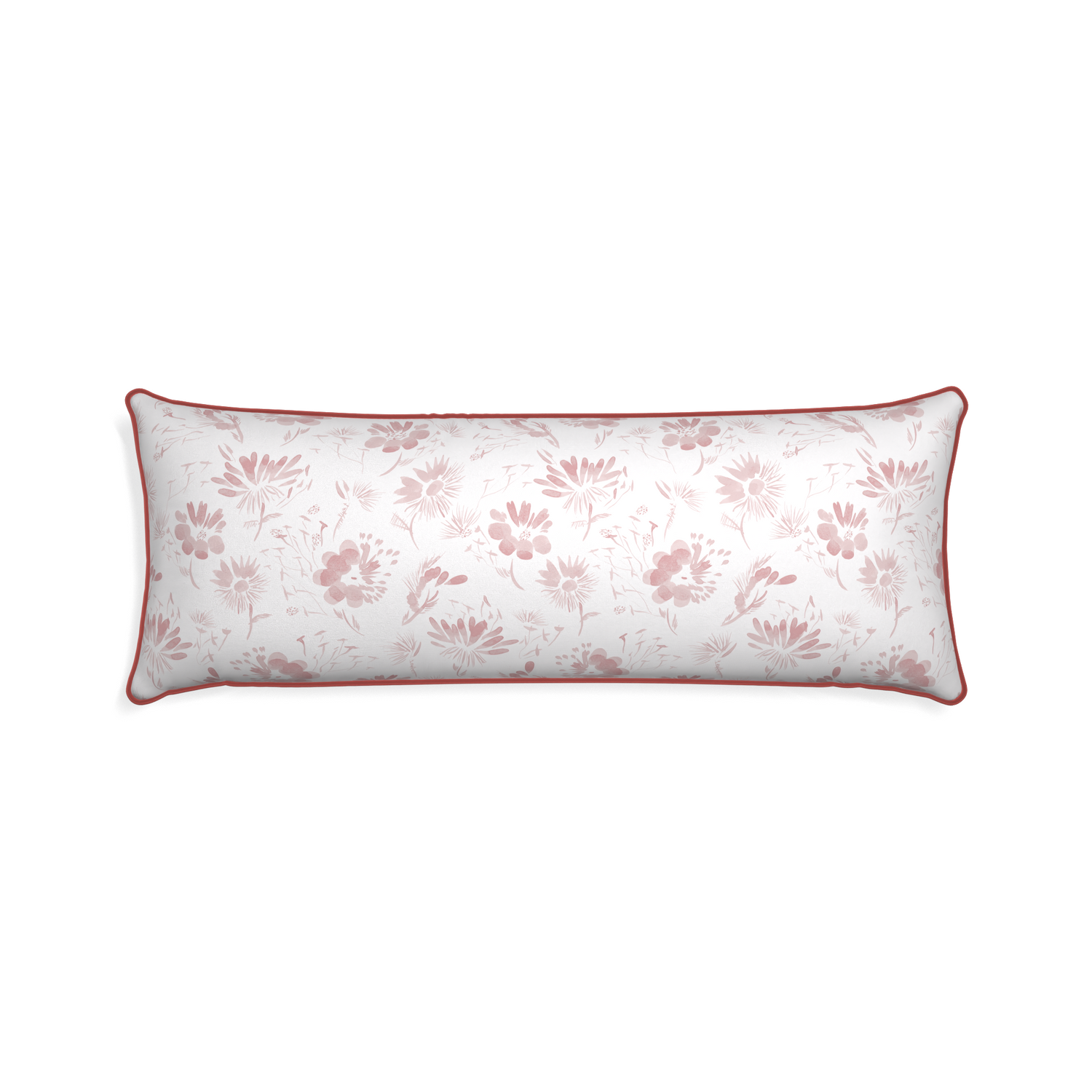 Xl-lumbar blake custom pink floralpillow with c piping on white background