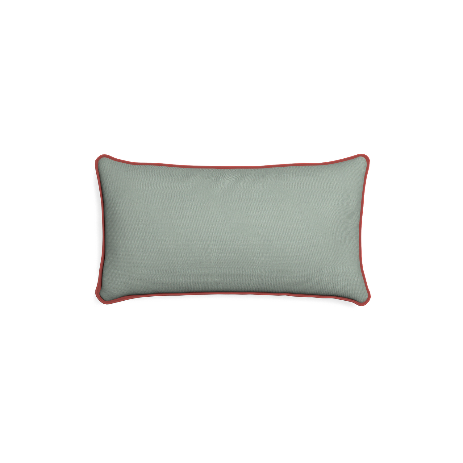 Xl-lumbar sage custom sage green cottonpillow with c piping on white background