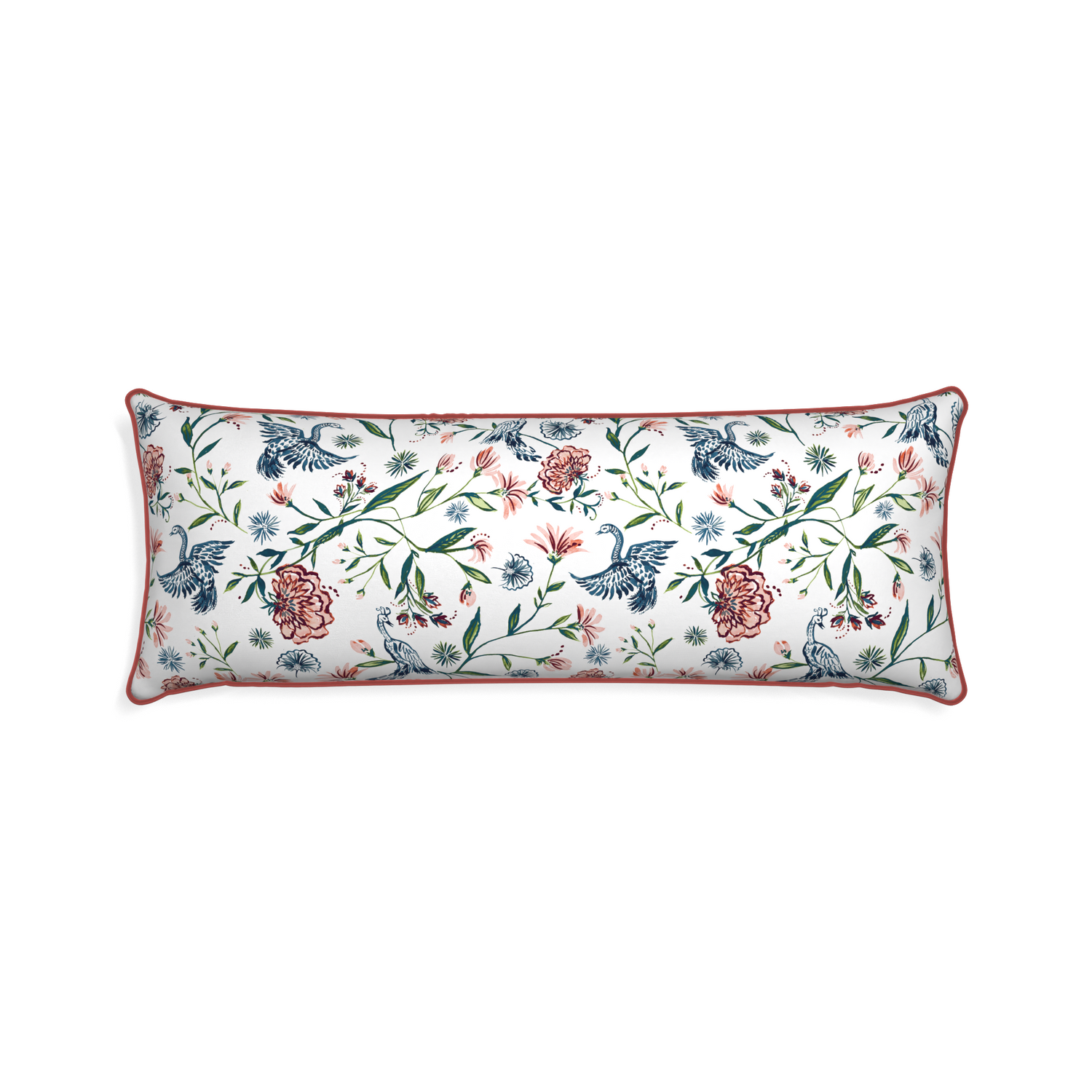 Xl-lumbar daphne cream custom pillow with c piping on white background