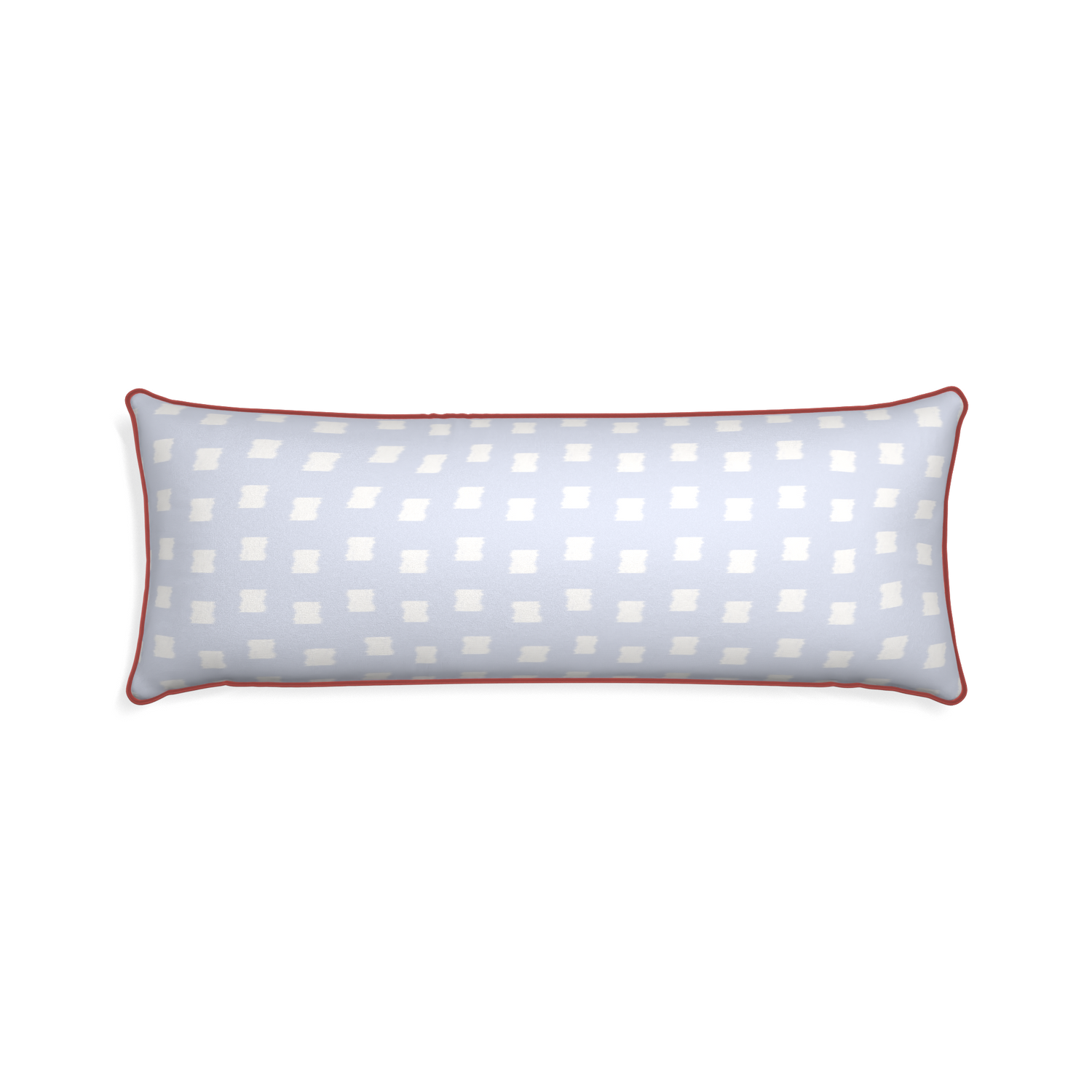 Xl-lumbar denton custom sky blue patternpillow with c piping on white background