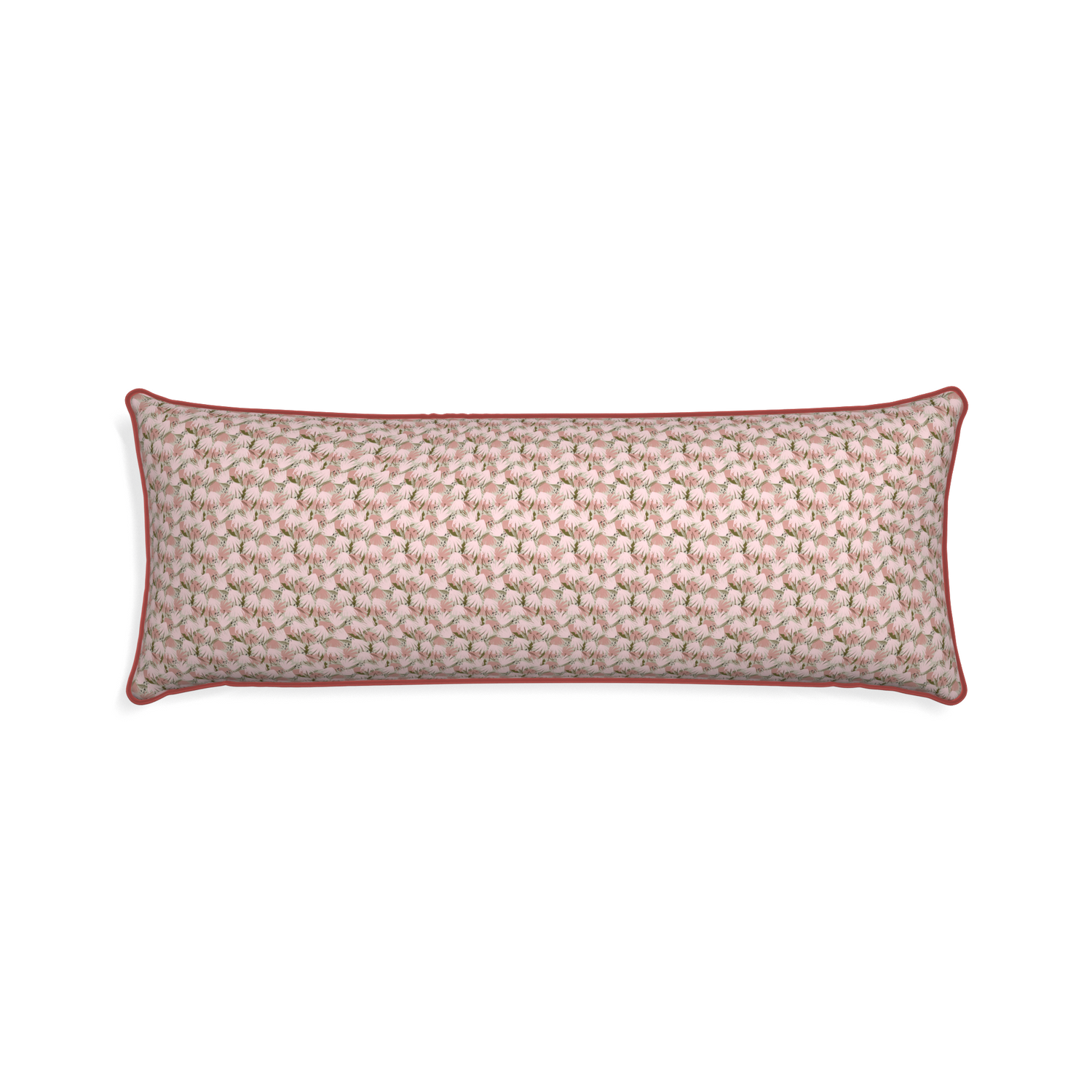Xl-lumbar eden pink custom pink floralpillow with c piping on white background