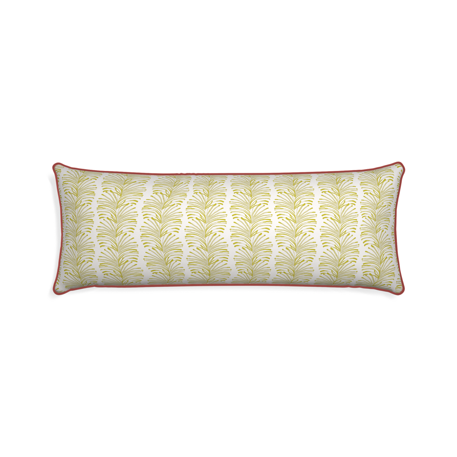 Xl-lumbar emma chartreuse custom yellow stripe chartreusepillow with c piping on white background