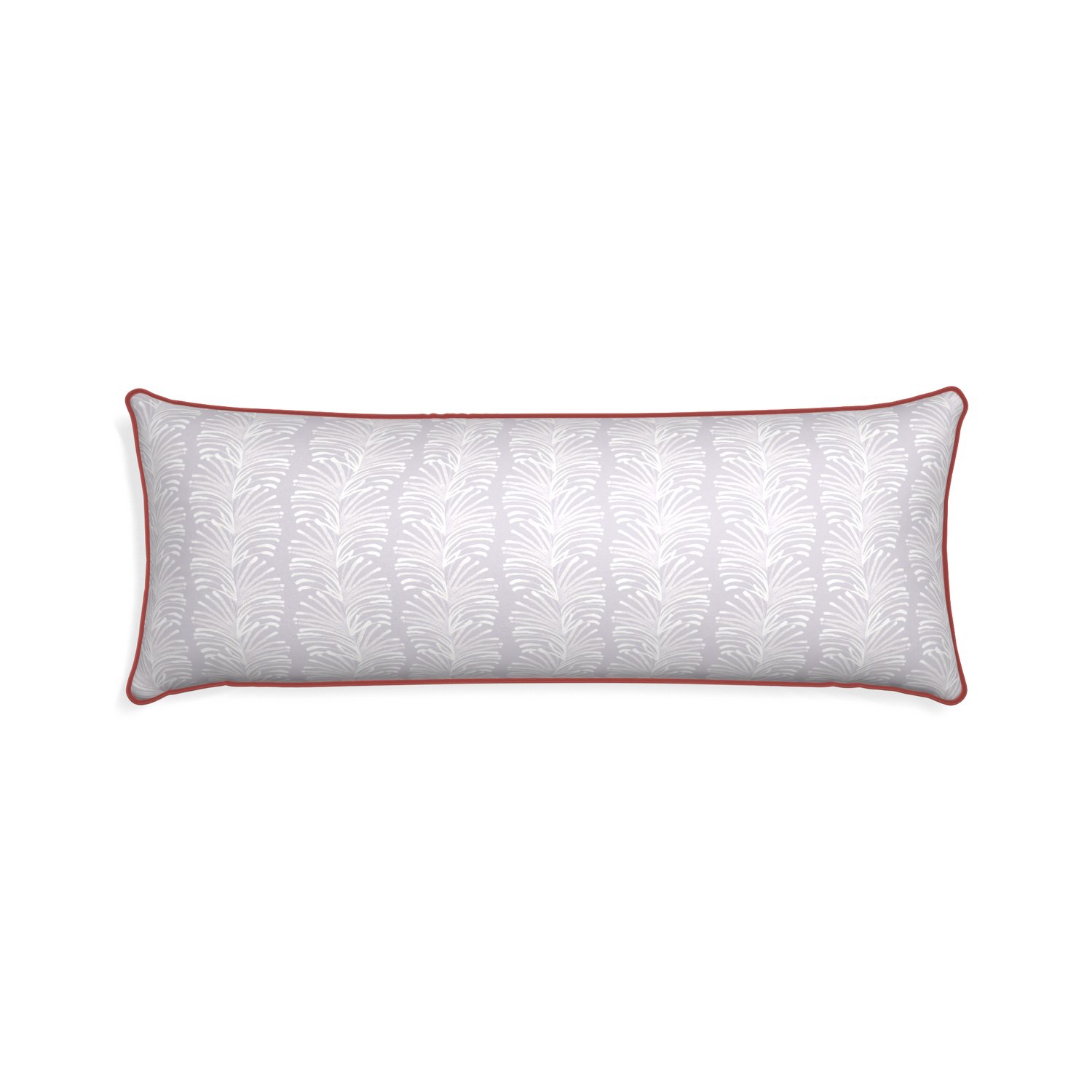 Xl-lumbar emma lavender custom pillow with c piping on white background