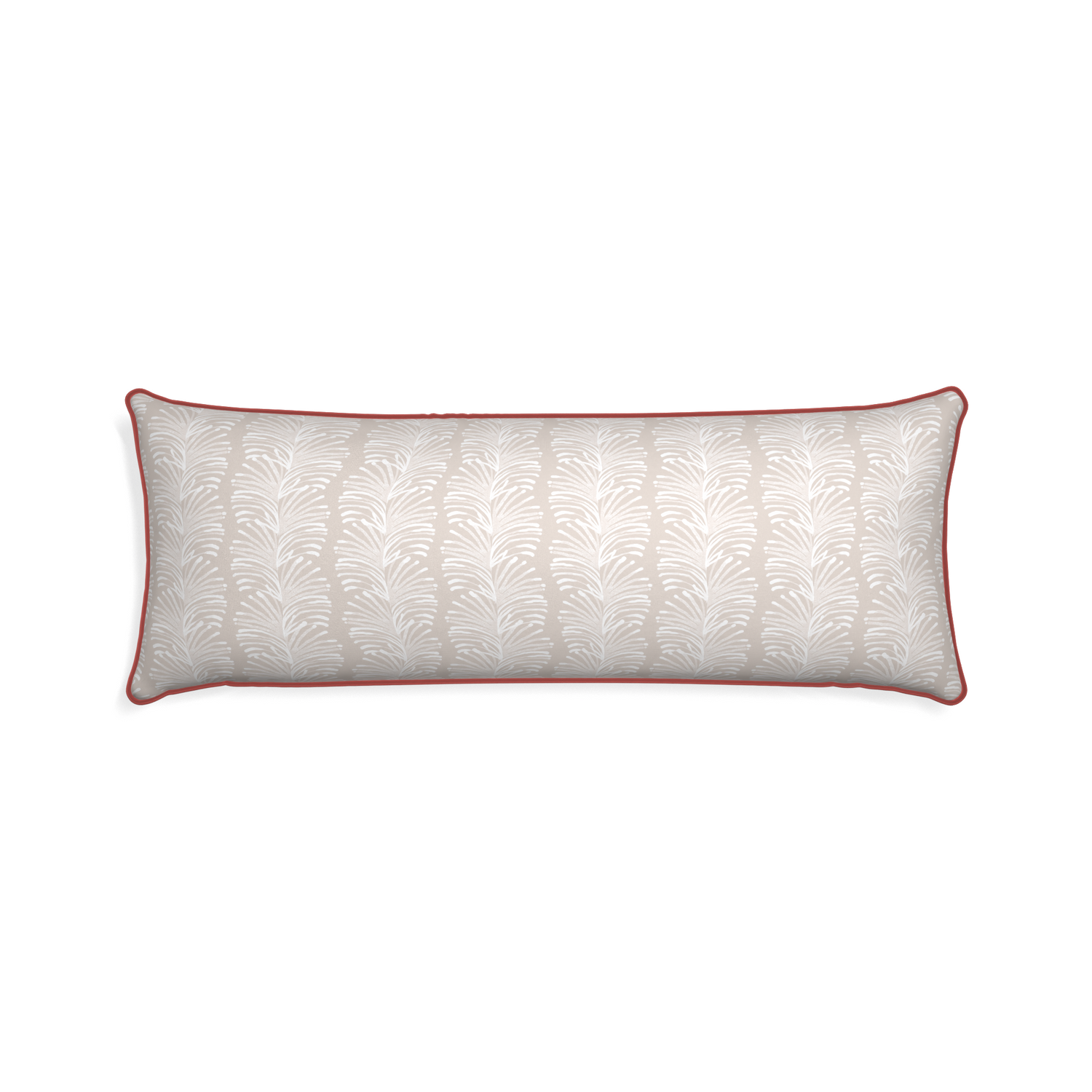 Xl-lumbar emma sand custom pillow with c piping on white background