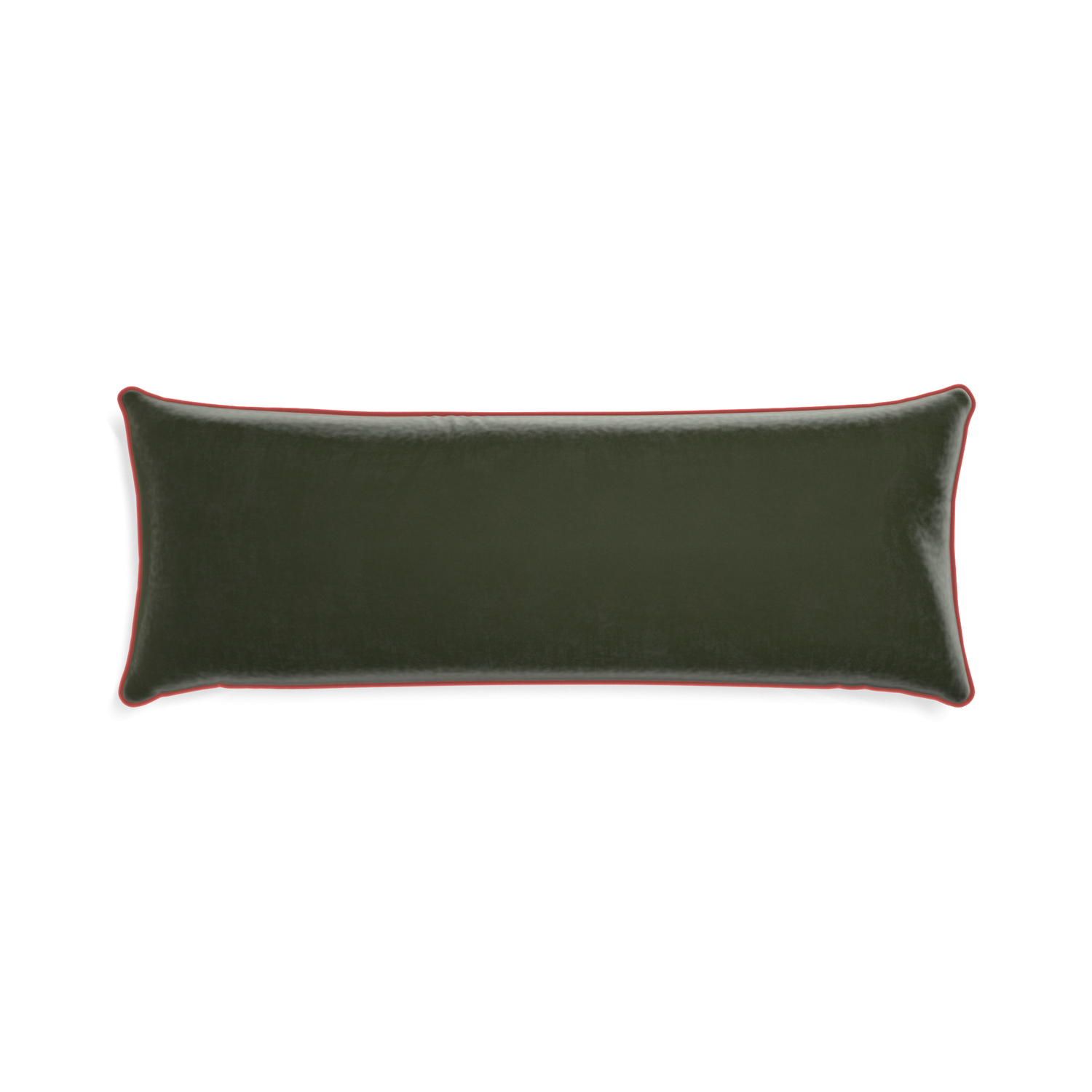 Xl-lumbar fern velvet custom pillow with c piping on white background