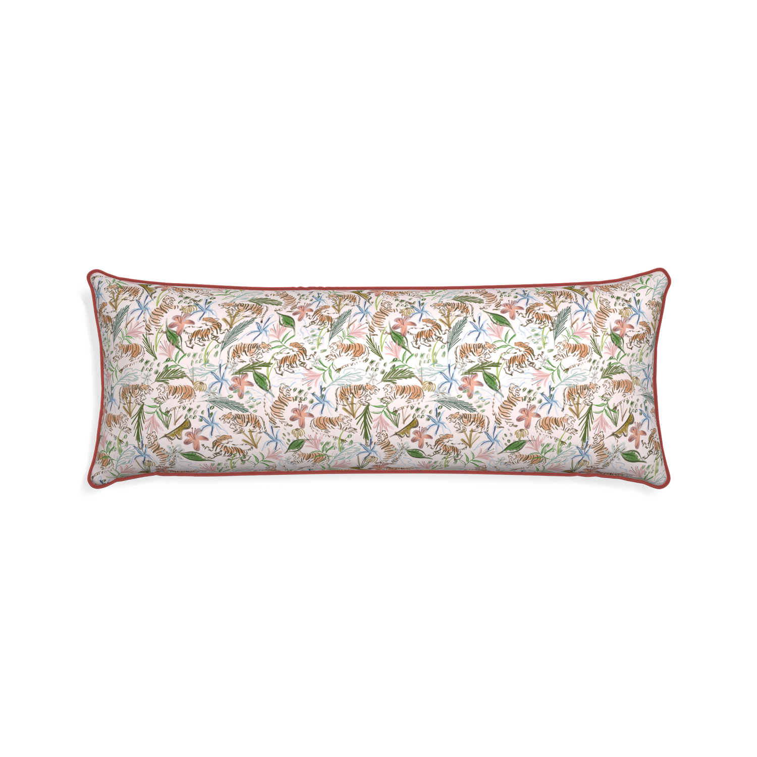 Xl-lumbar frida pink custom pillow with c piping on white background