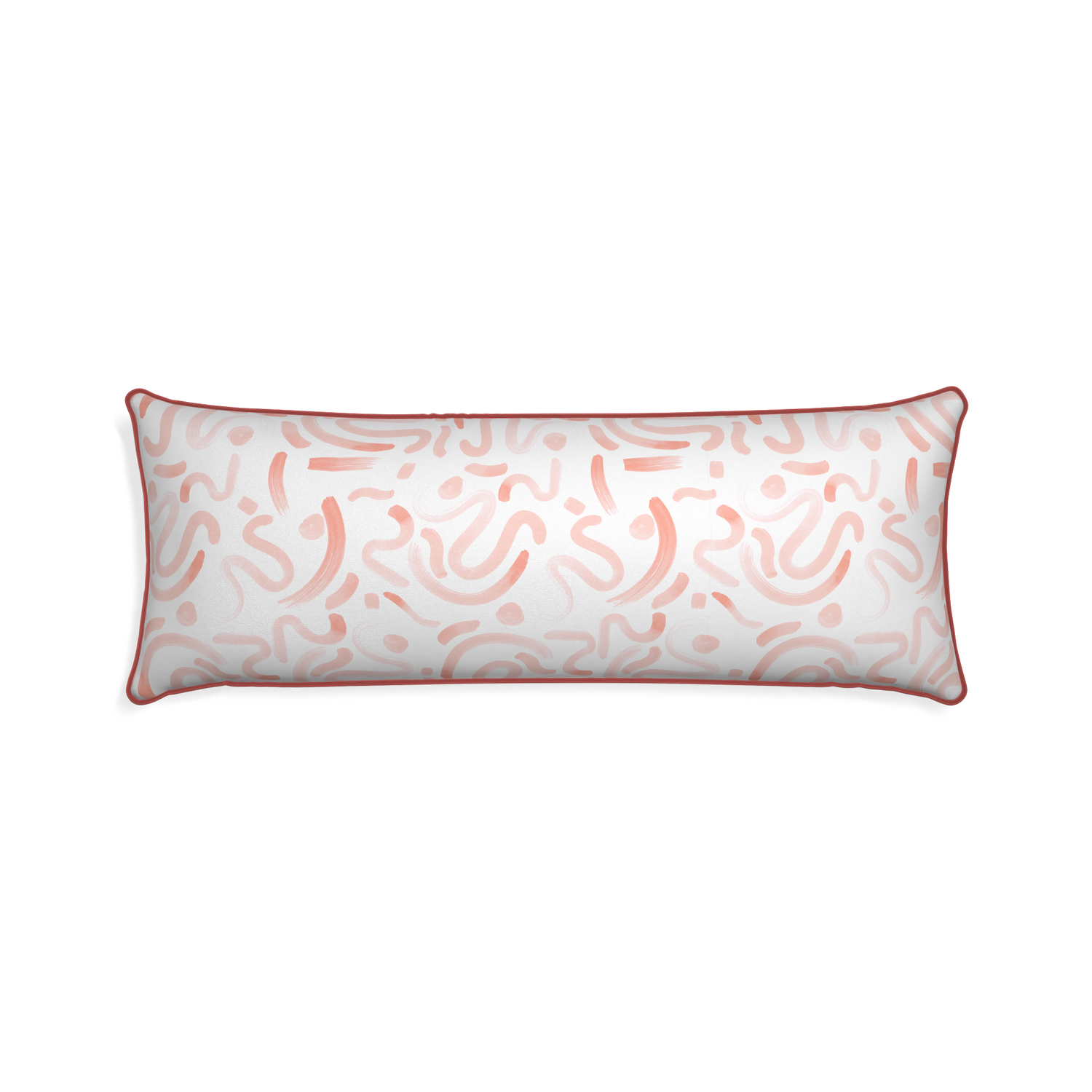 Xl-lumbar hockney pink custom pillow with c piping on white background