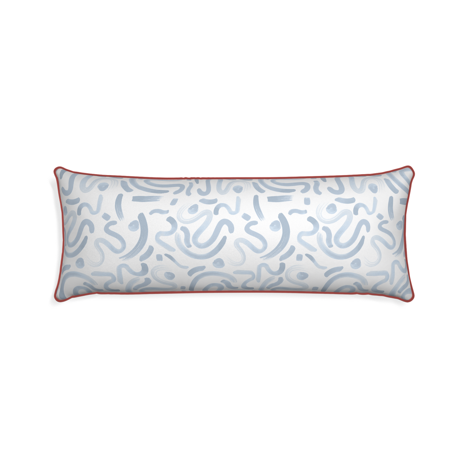 Xl-lumbar hockney sky custom pillow with c piping on white background