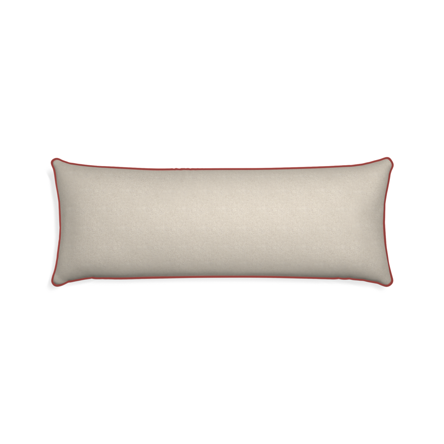 Xl-lumbar oat custom light brownpillow with c piping on white background