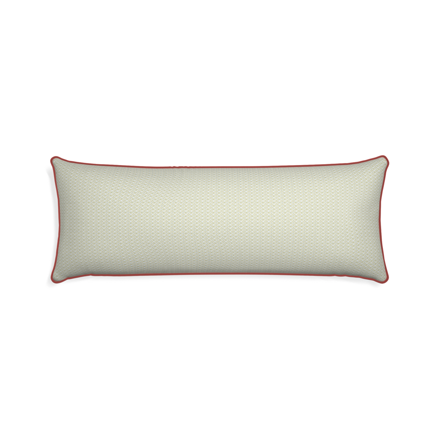 Xl-lumbar loomi moss custom moss green geometricpillow with c piping on white background