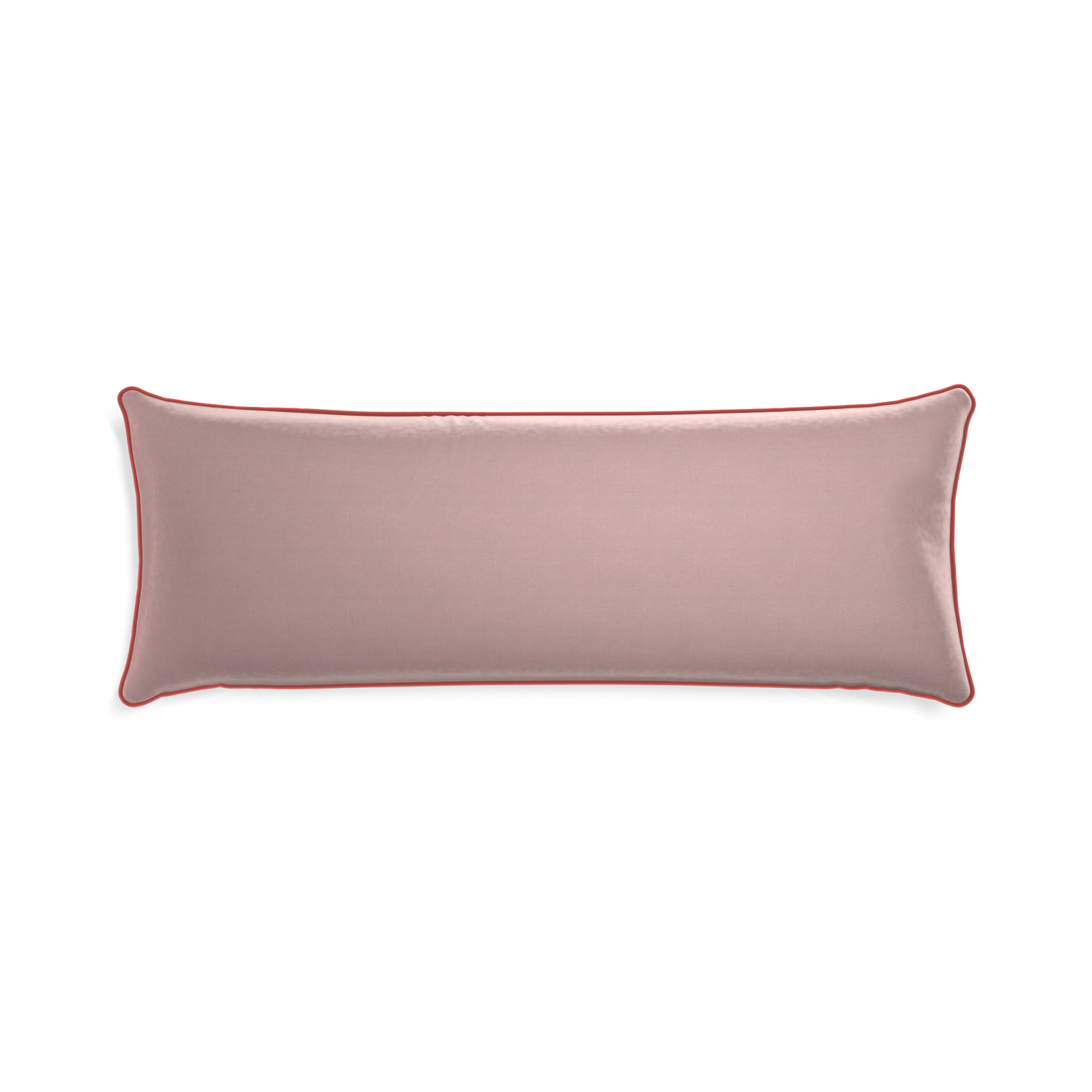rectangle mauve velvet pillow with coral piping
