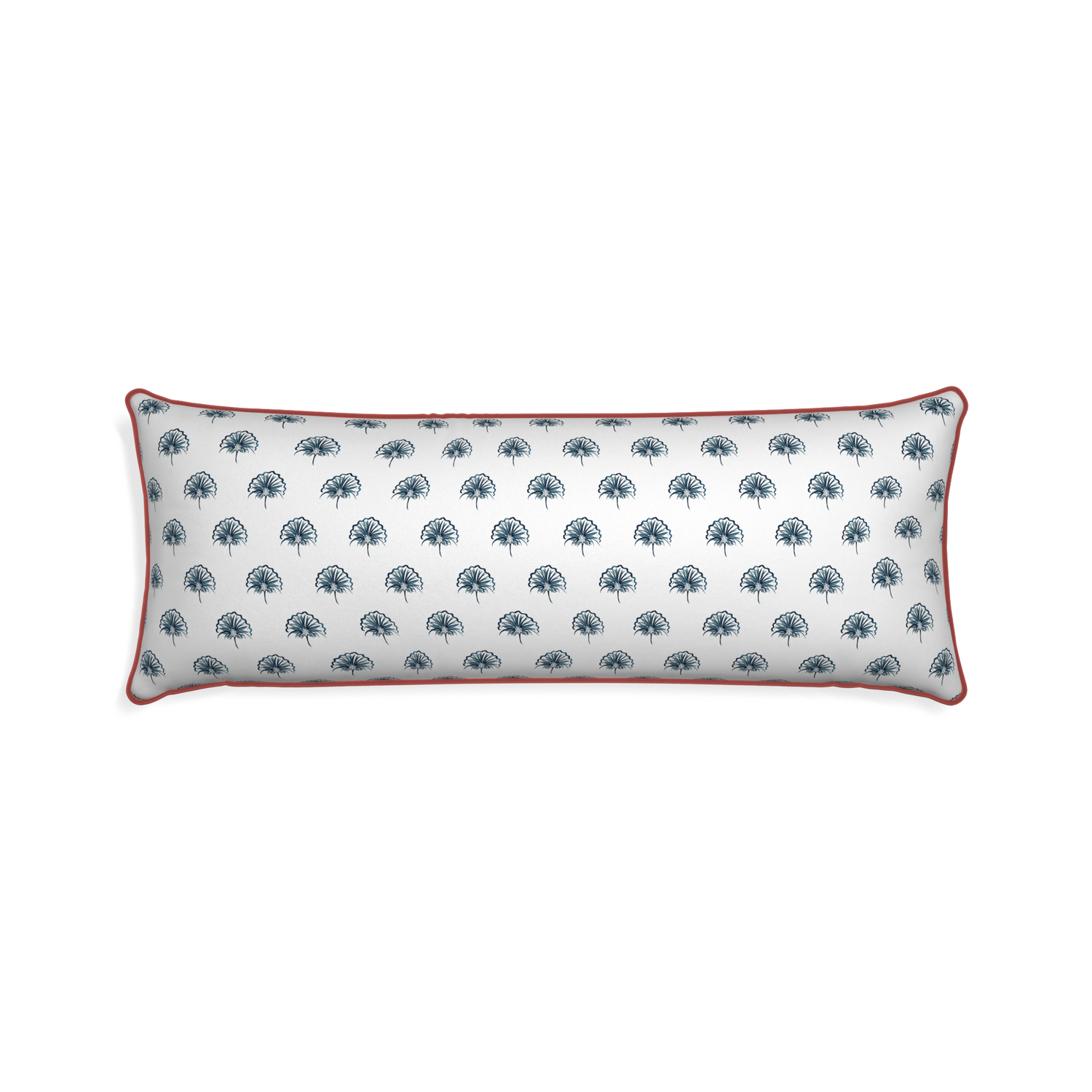 Xl-lumbar penelope midnight custom pillow with c piping on white background
