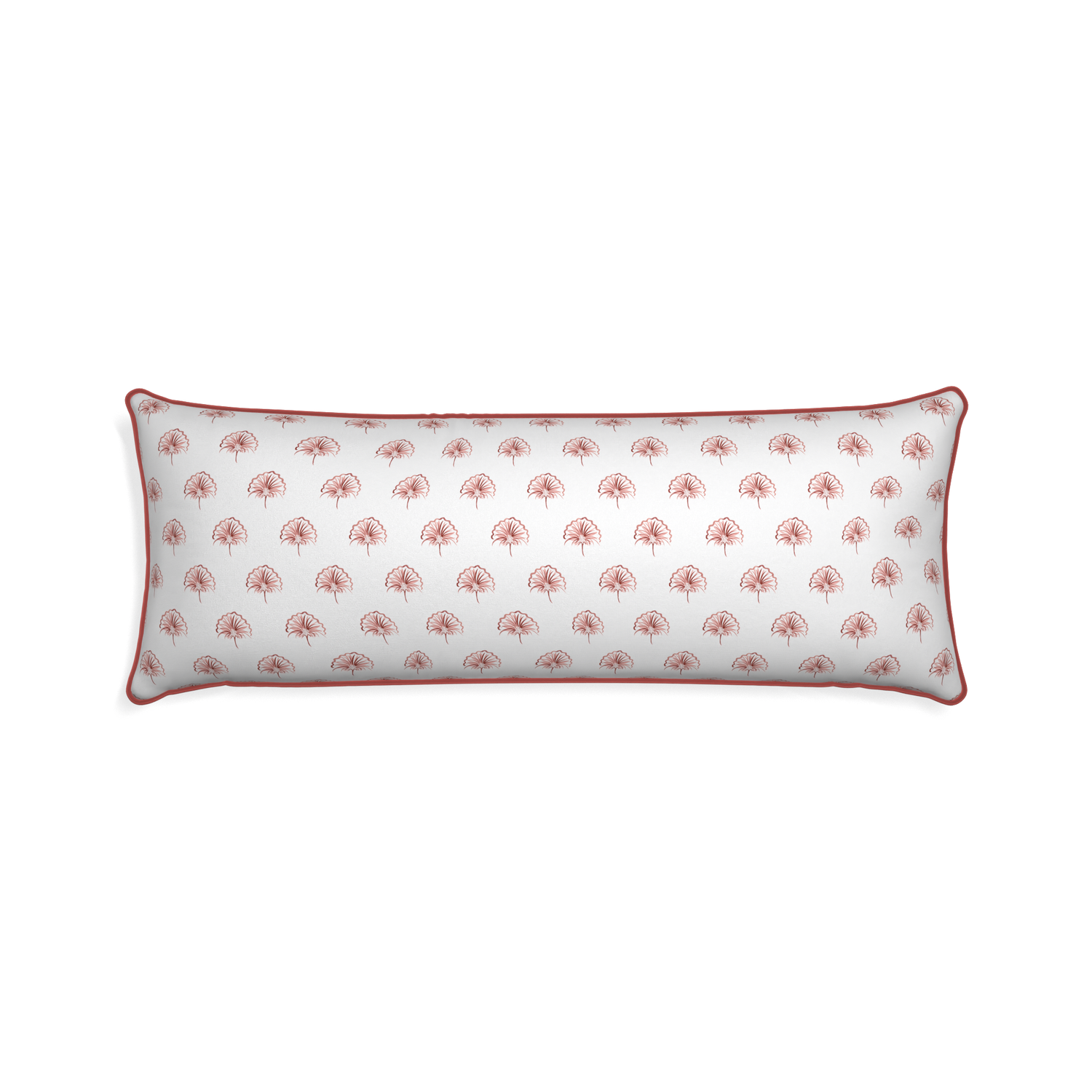 Xl-lumbar penelope rose custom pillow with c piping on white background