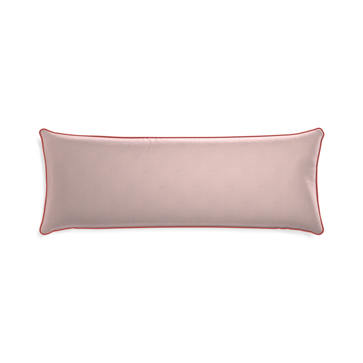 rectangle light pink velvet pillow with coral piping