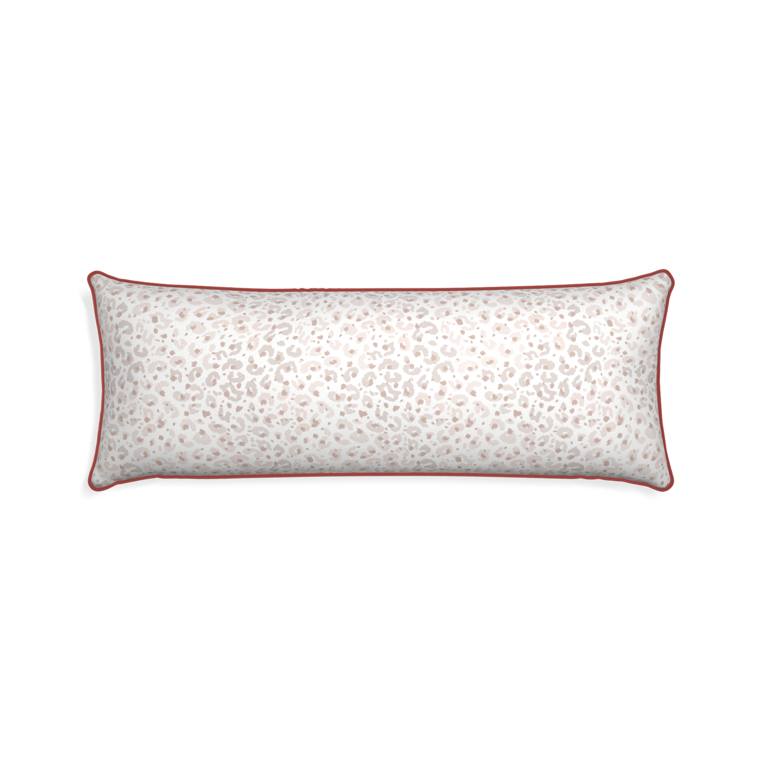 Xl-lumbar rosie custom beige animal printpillow with c piping on white background