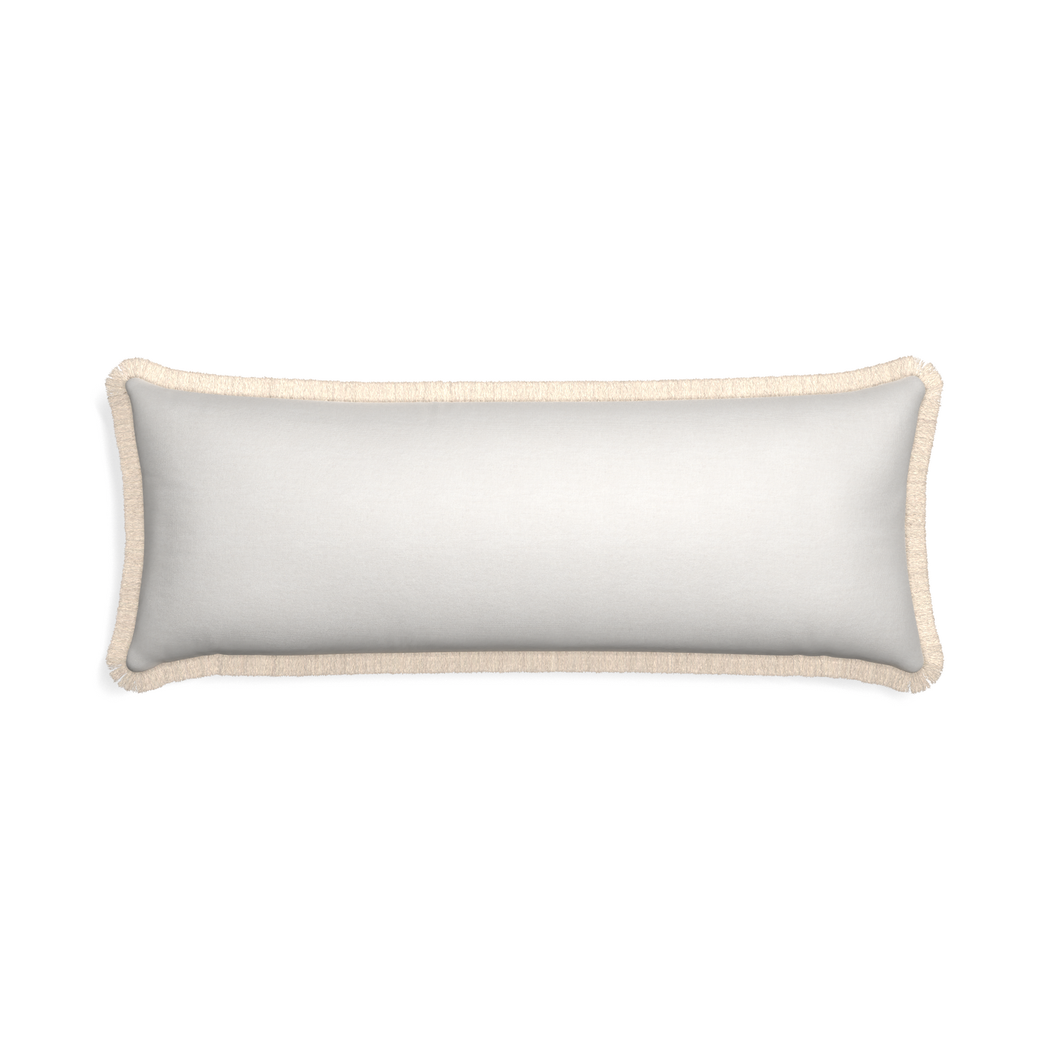 Xl-lumbar flour custom pillow with cream fringe on white background