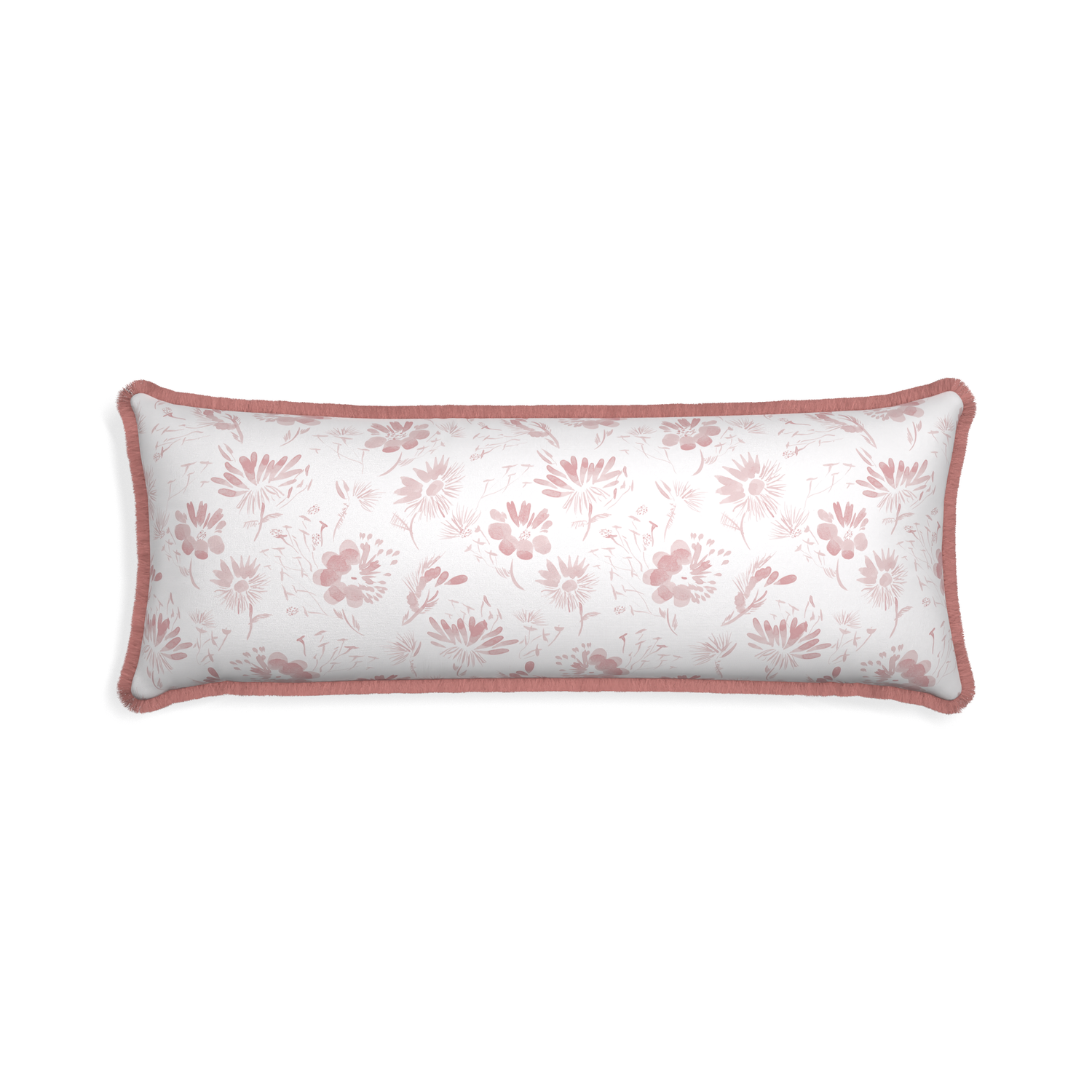 Xl-lumbar blake custom pillow with d fringe on white background