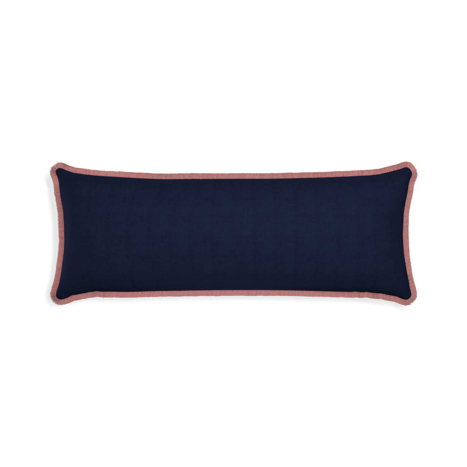 Xl-lumbar midnight custom navy bluepillow with d fringe on white background