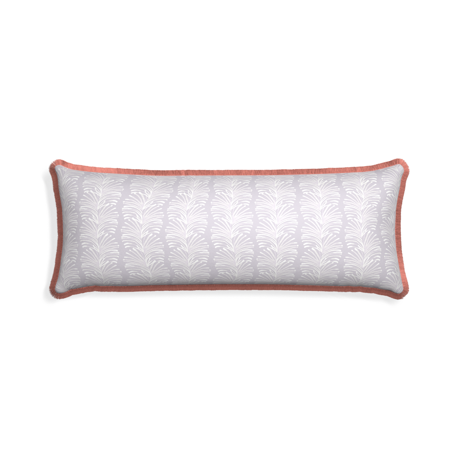Xl-lumbar emma lavender custom pillow with d fringe on white background