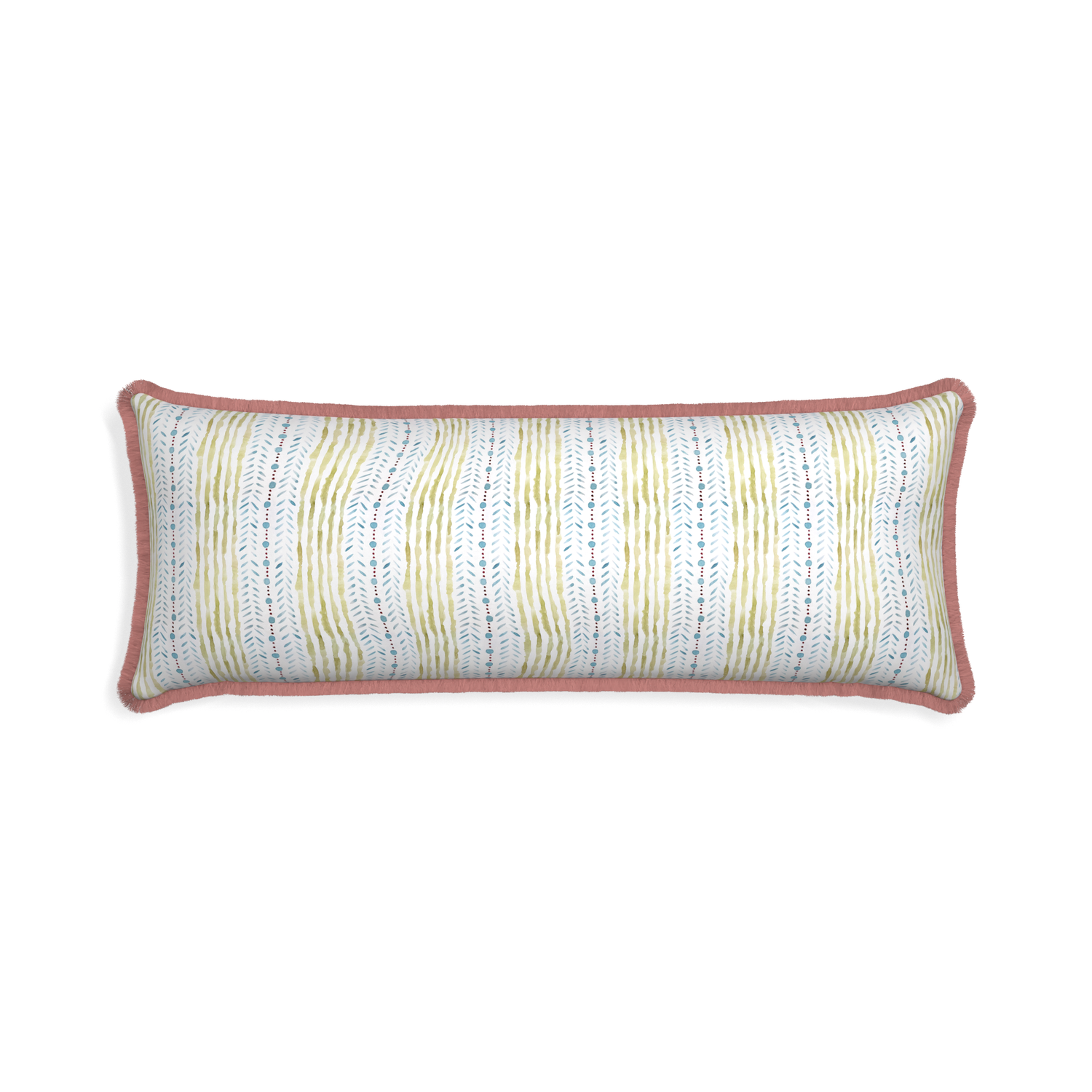 Xl-lumbar julia custom pillow with d fringe on white background