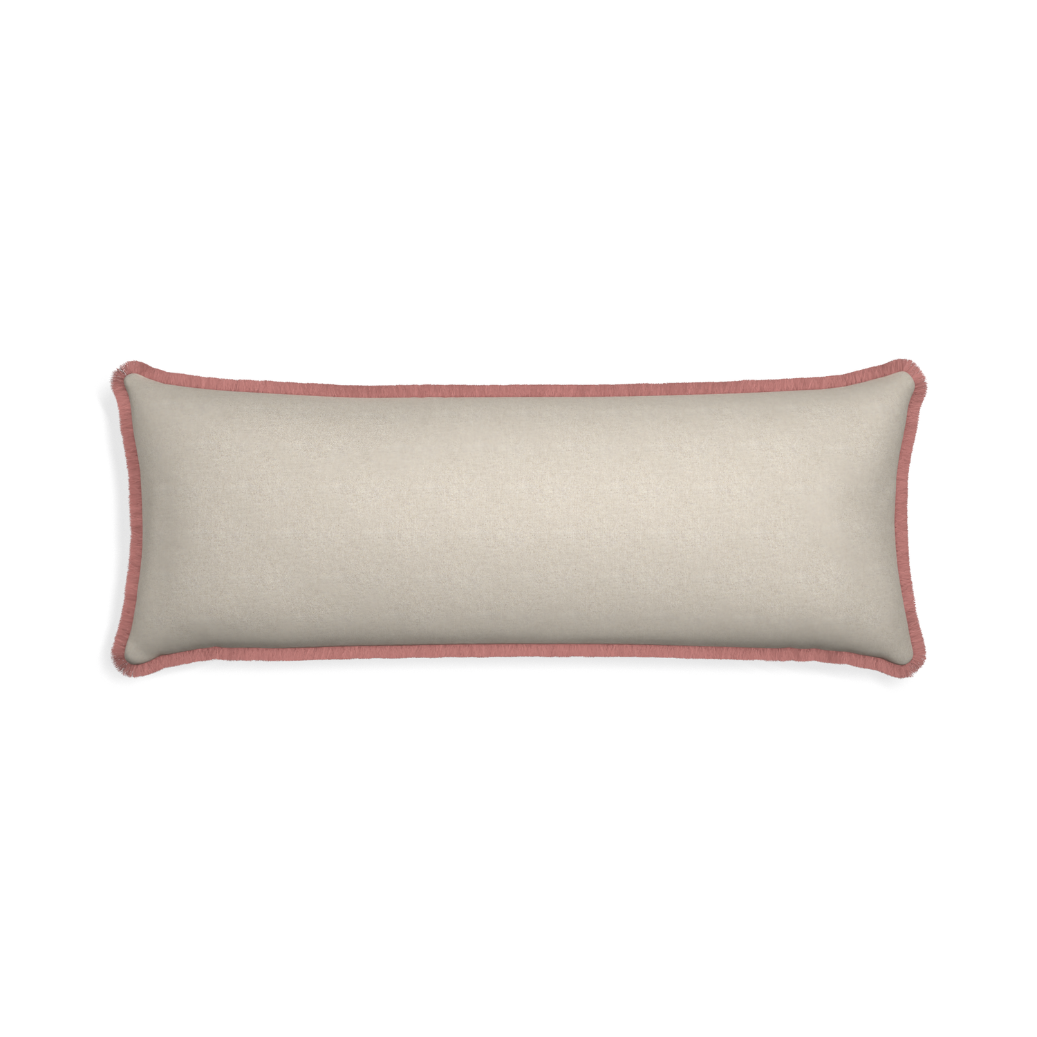 Xl-lumbar oat custom pillow with d fringe on white background