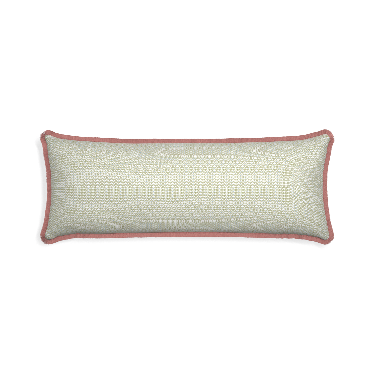 Xl-lumbar loomi moss custom pillow with d fringe on white background