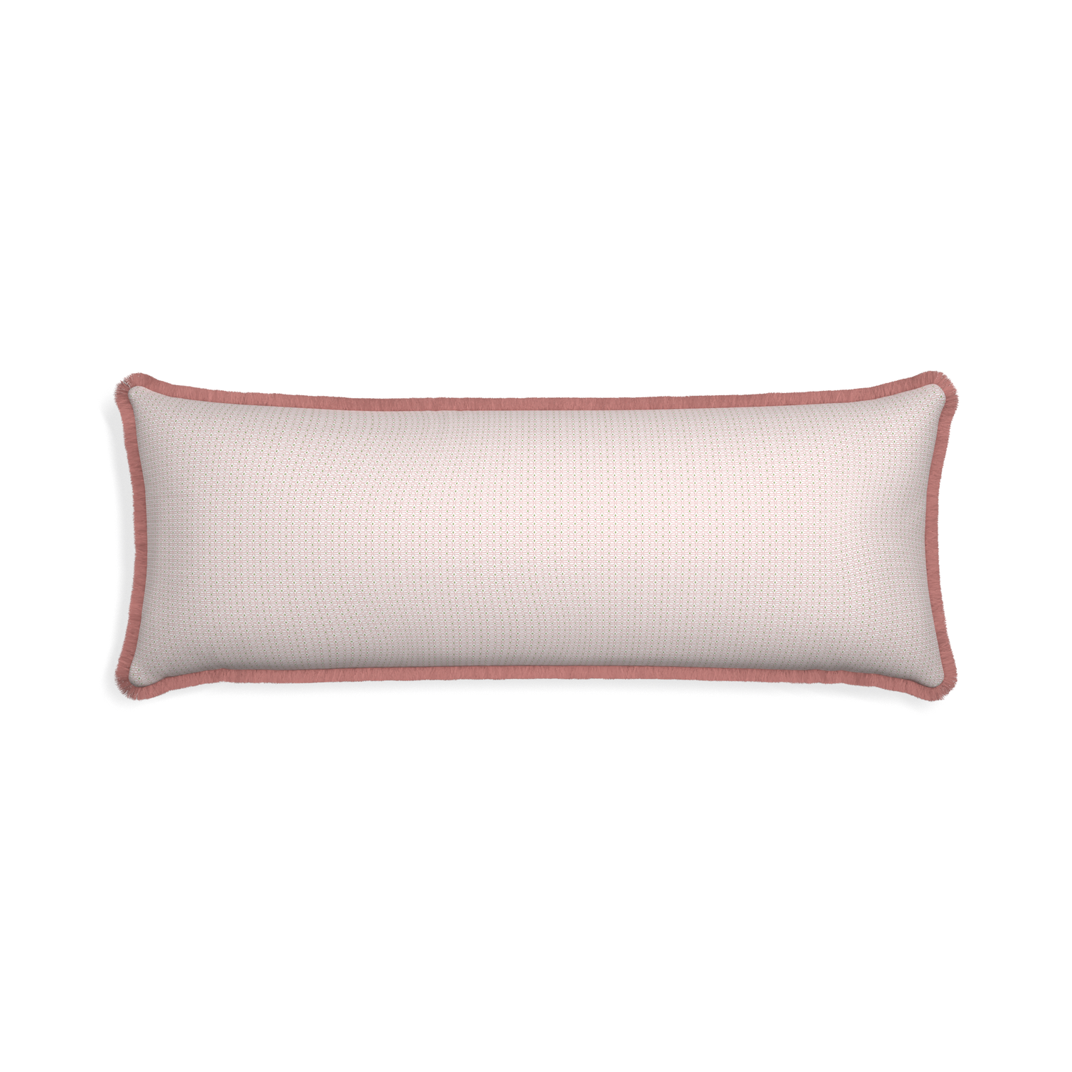 Xl-lumbar loomi pink custom pink geometricpillow with d fringe on white background