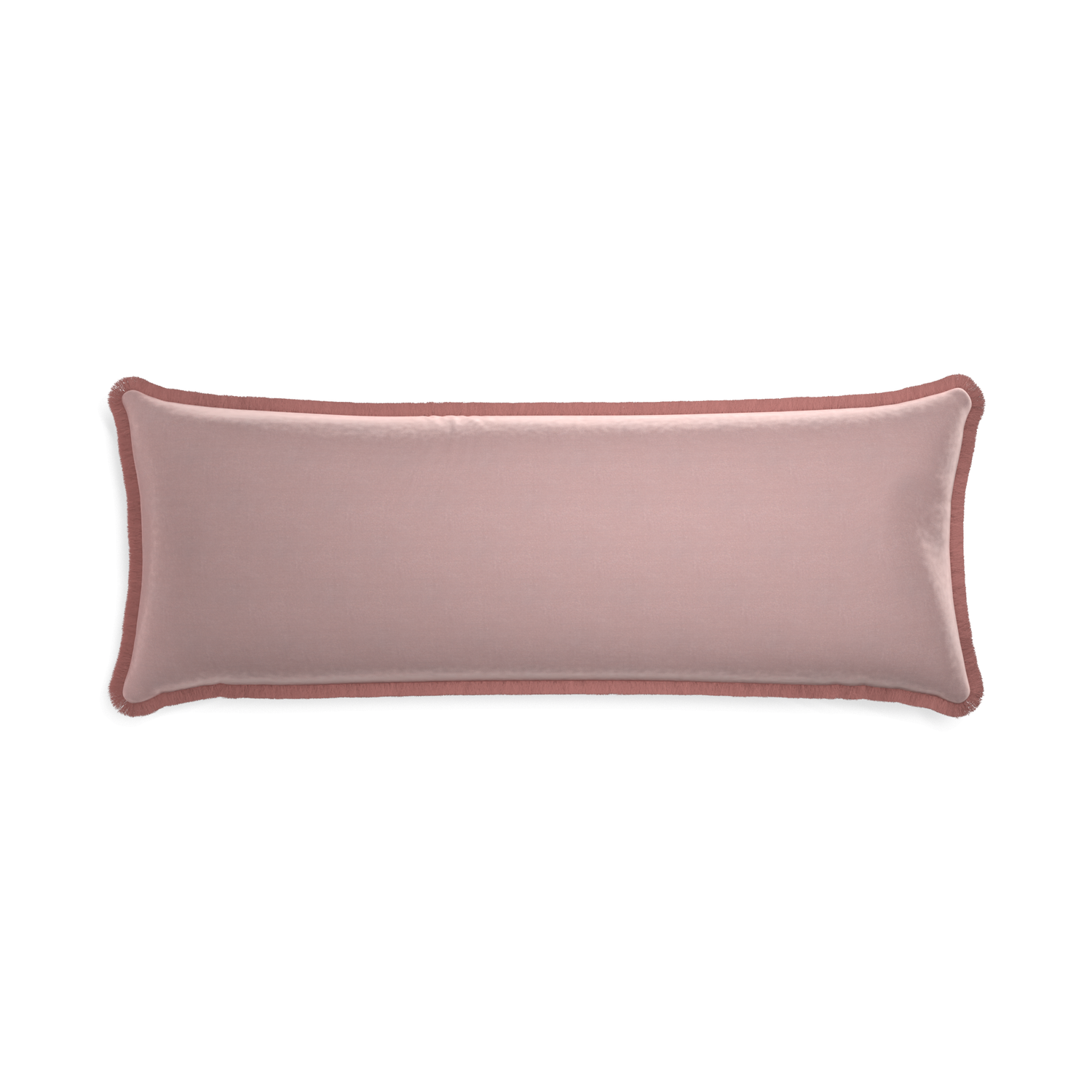 rectangle mauve velvet pillow with dusty rose fringe