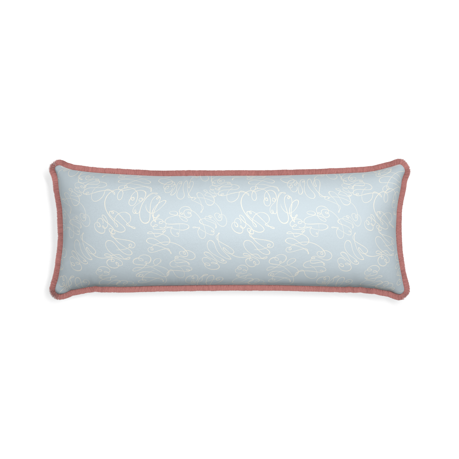 Xl-lumbar mirabella custom powder blue abstractpillow with d fringe on white background
