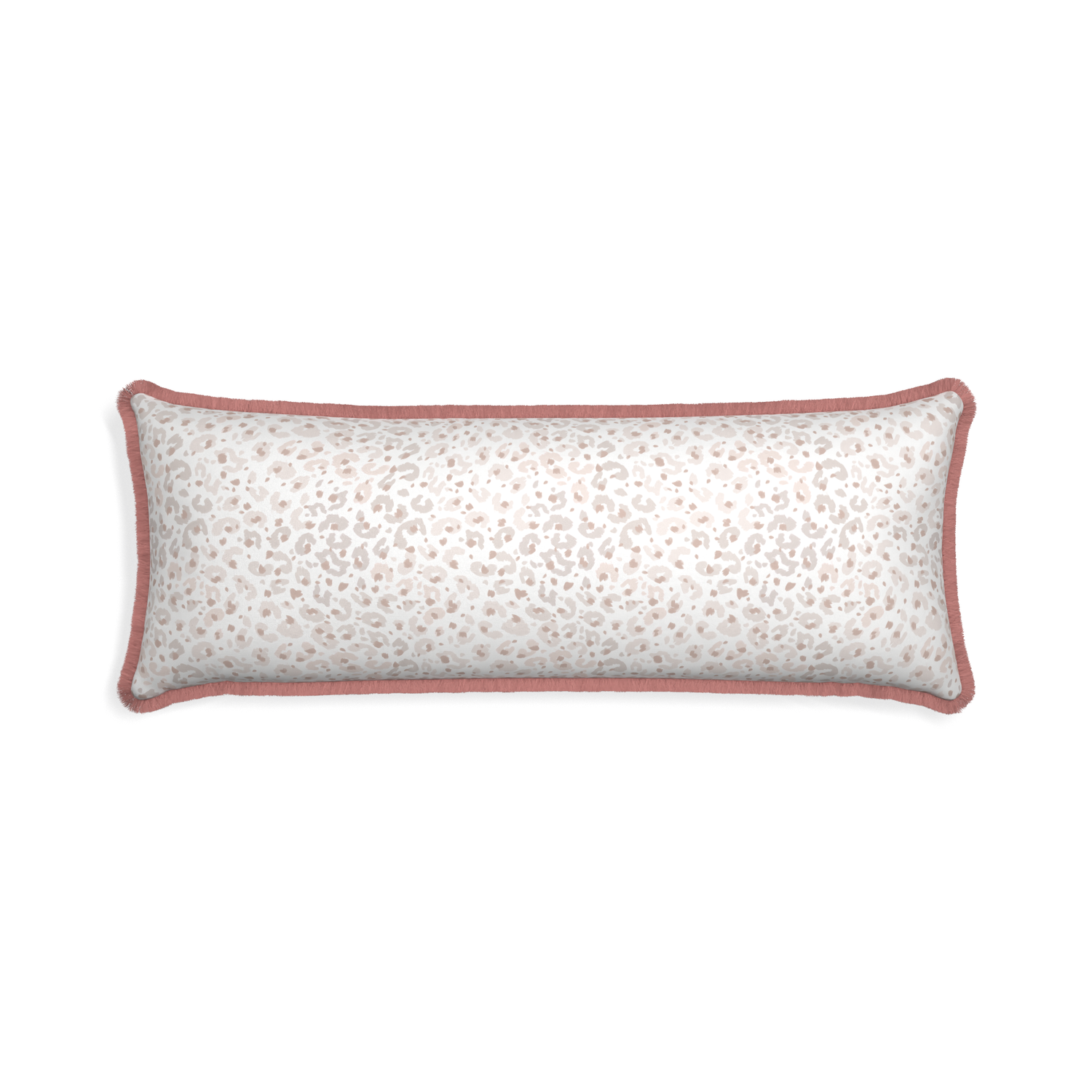 Xl-lumbar rosie custom pillow with d fringe on white background