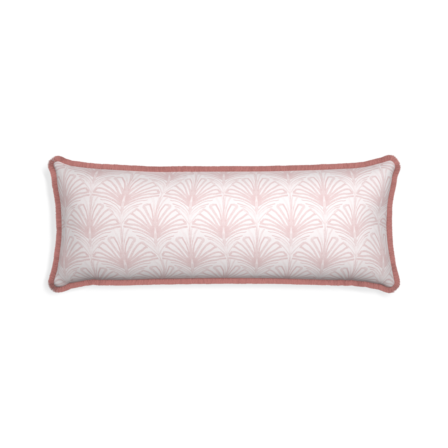 Xl-lumbar suzy rose custom pillow with d fringe on white background