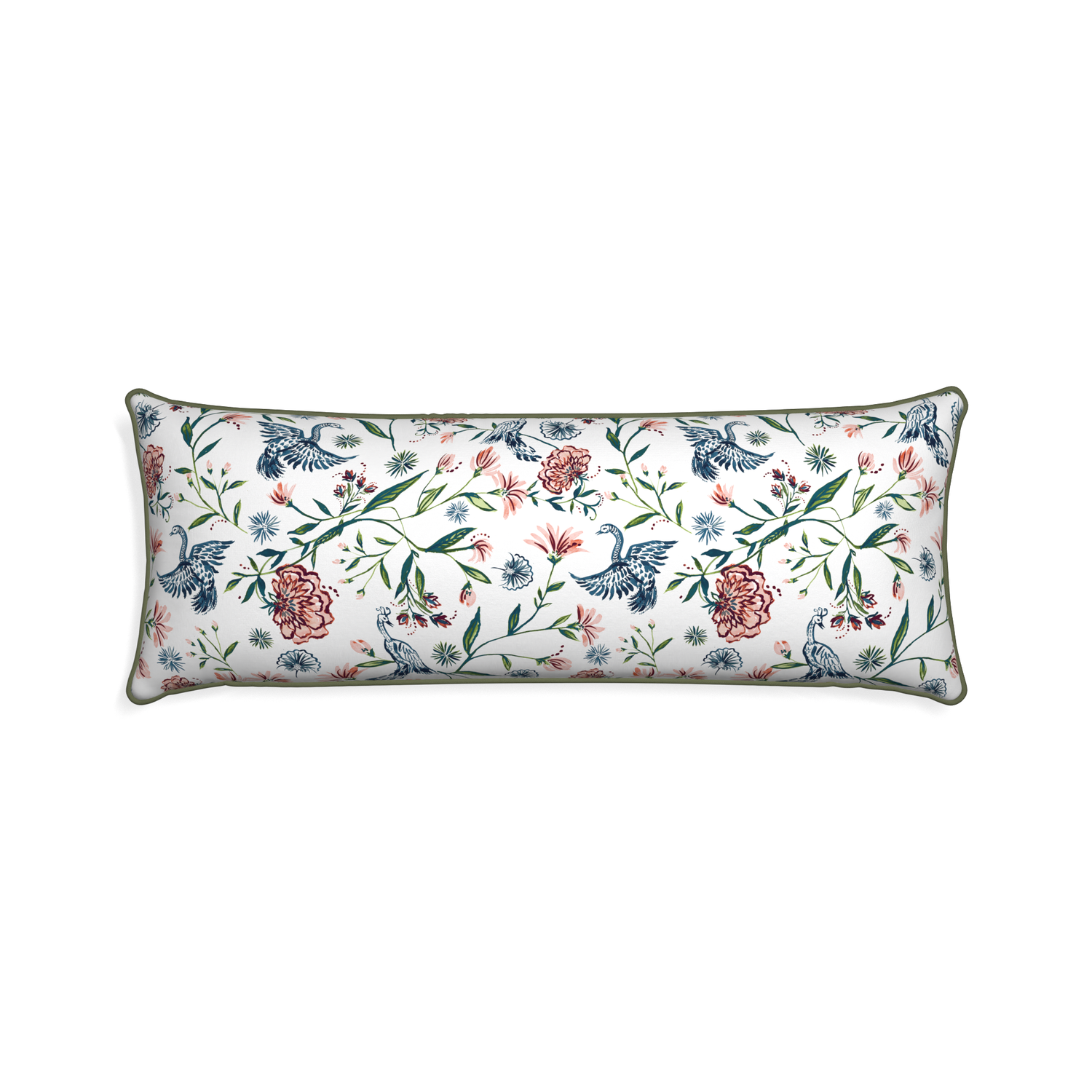 Xl-lumbar daphne cream custom pillow with f piping on white background