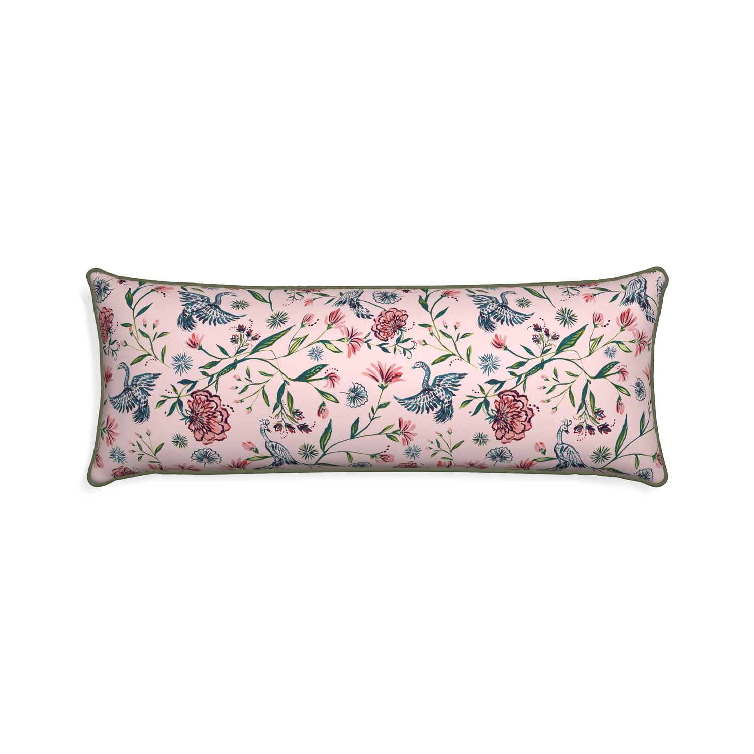 Xl-lumbar daphne rose custom pillow with f piping on white background