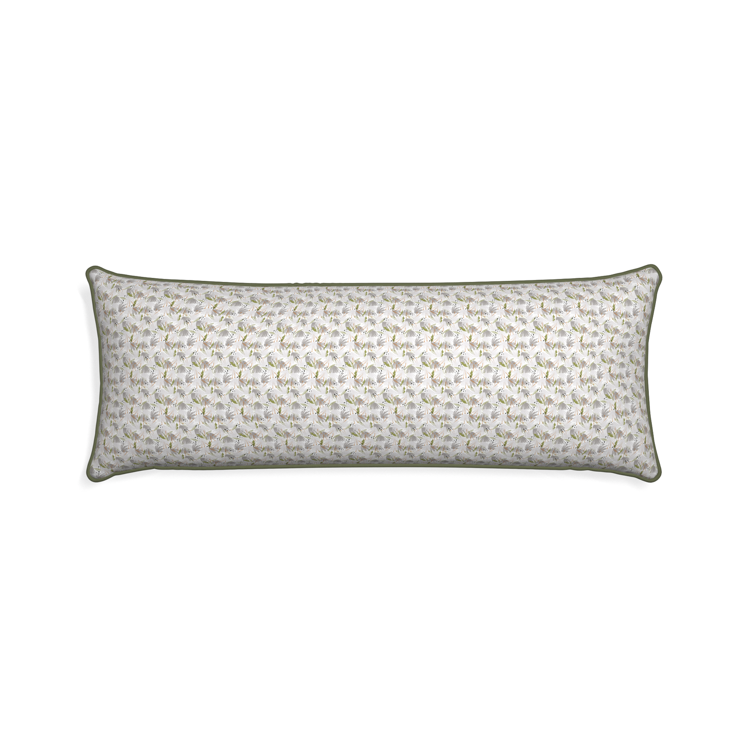 Xl-lumbar eden grey custom pillow with f piping on white background