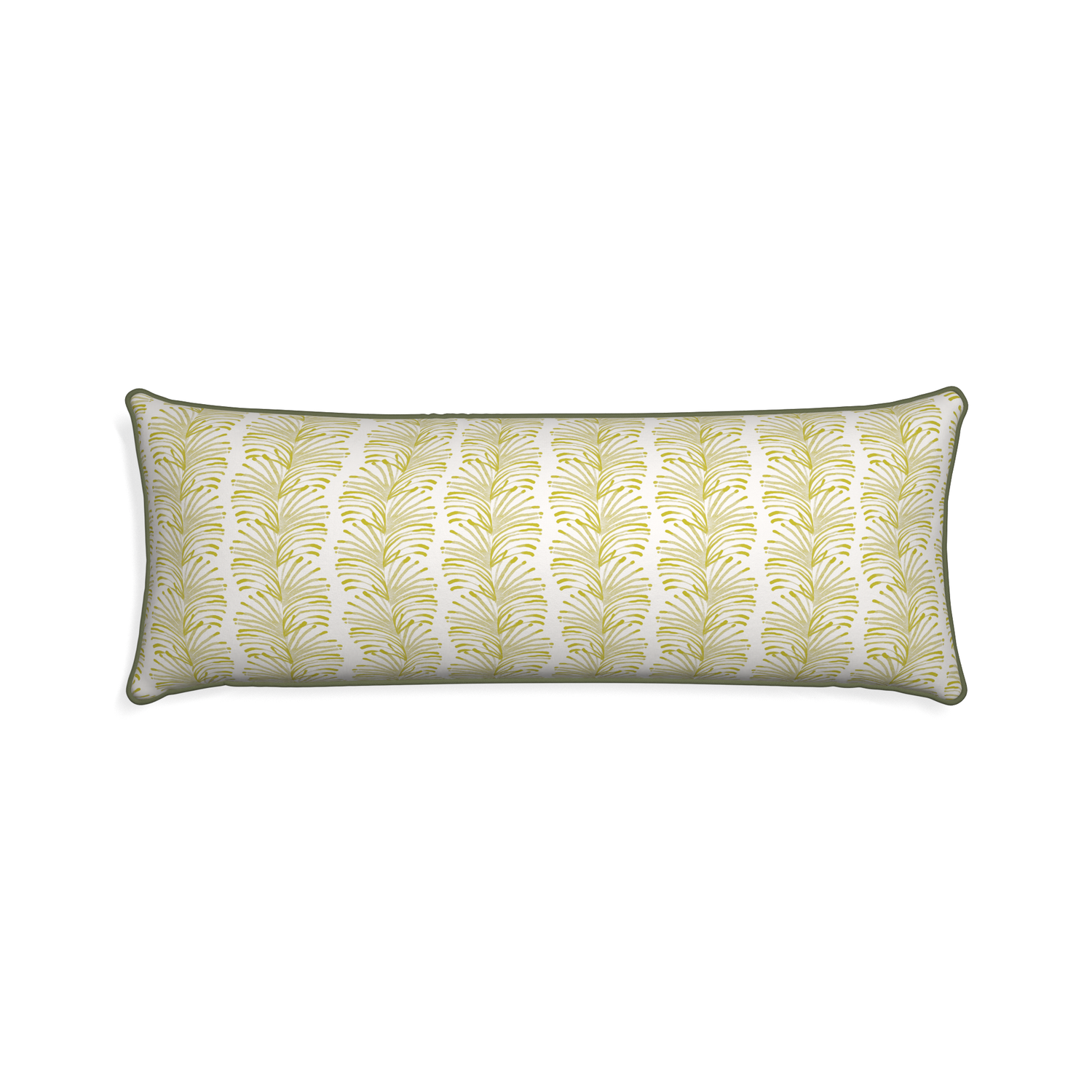 Xl-lumbar emma chartreuse custom pillow with f piping on white background