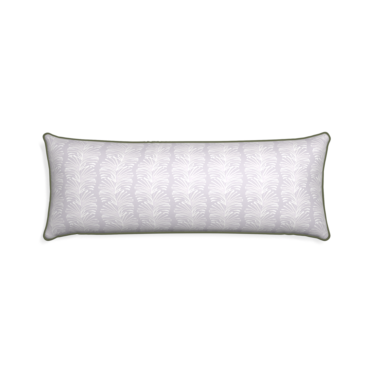 Xl-lumbar emma lavender custom pillow with f piping on white background