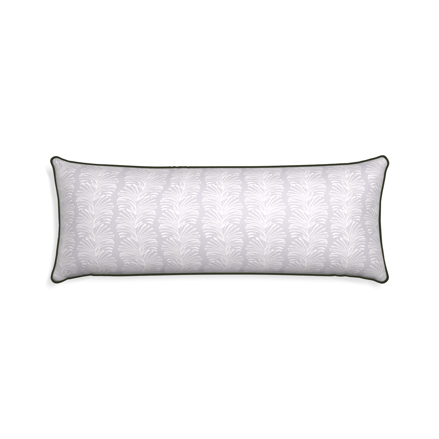 Xl-lumbar emma lavender custom lavender botanical stripepillow with f piping on white background