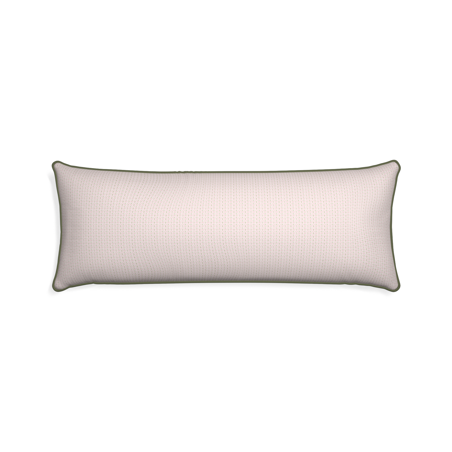 Xl-lumbar loomi pink custom pillow with f piping on white background