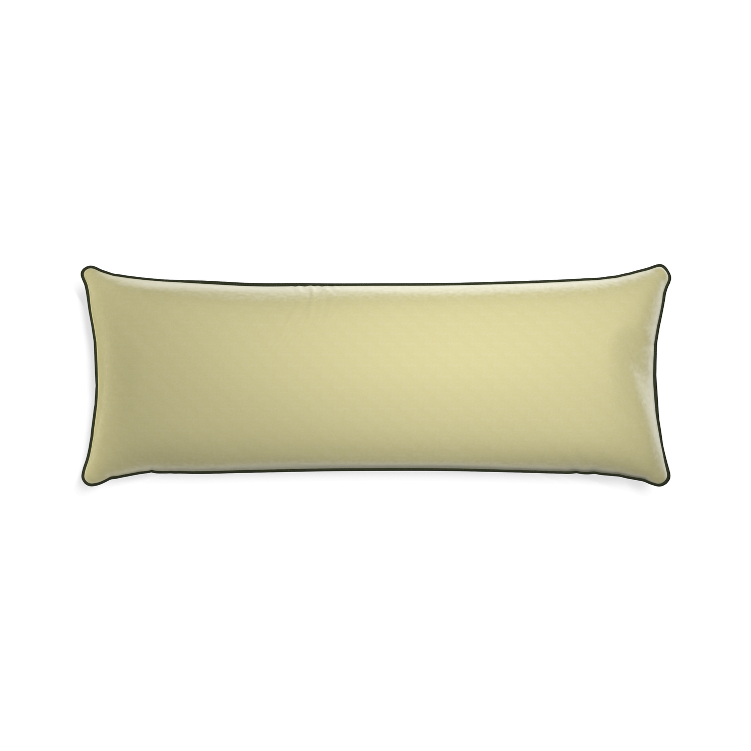 Xl-lumbar pear velvet custom light greenpillow with f piping on white background