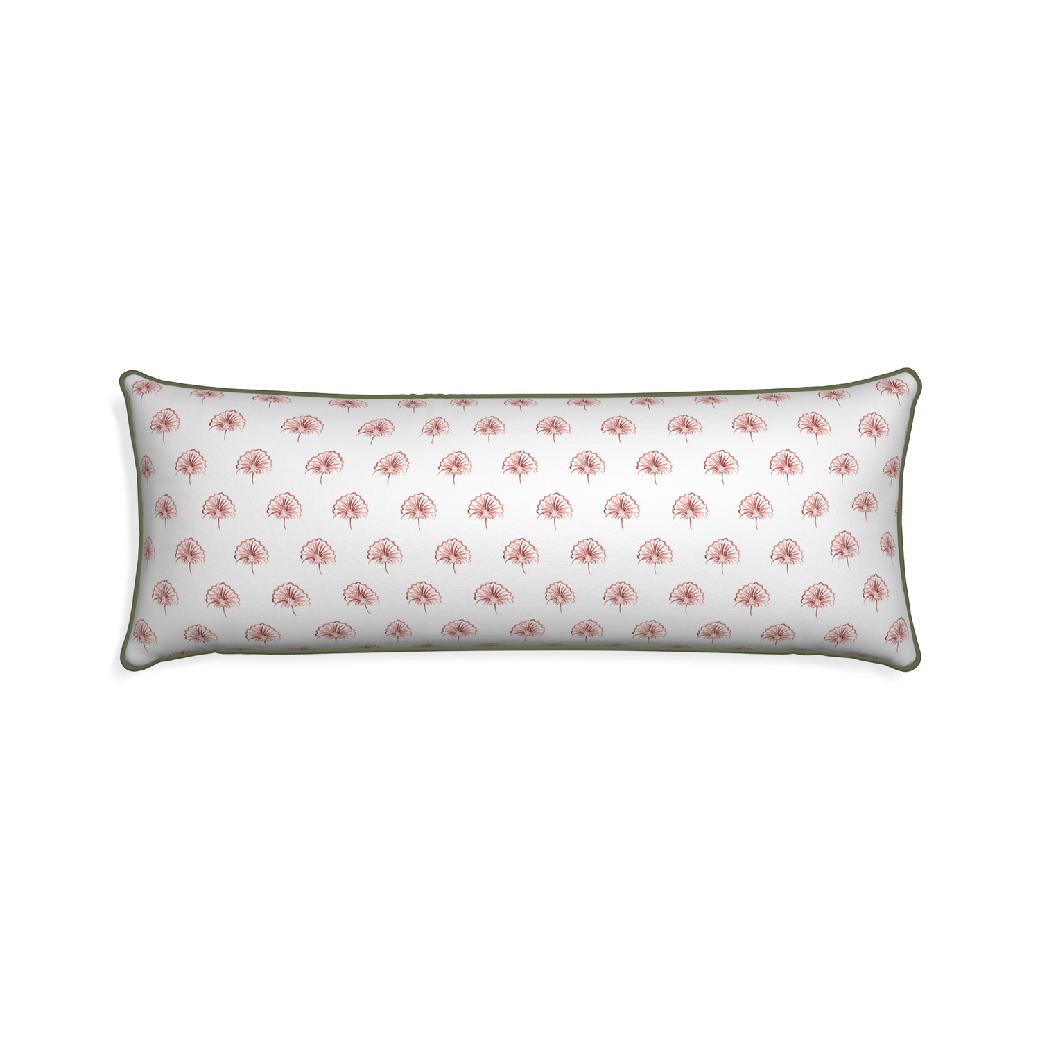 Xl-lumbar penelope rose custom pillow with f piping on white background
