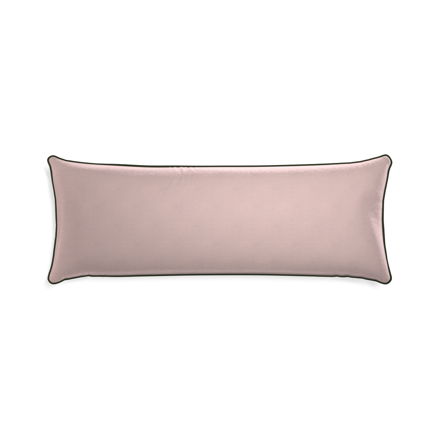 rectangle light pink velvet pillow with fern green piping