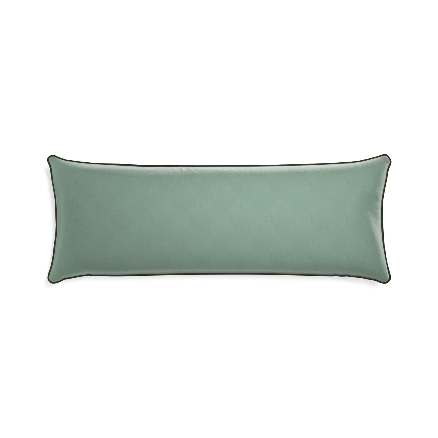 rectangle blue green velvet pillow with fern green piping