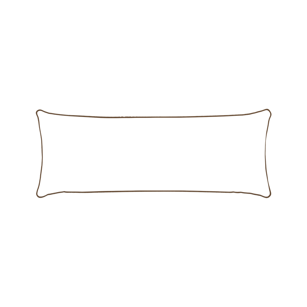 Xl-lumbar quinn chestnut custom pillow with h piping on white background