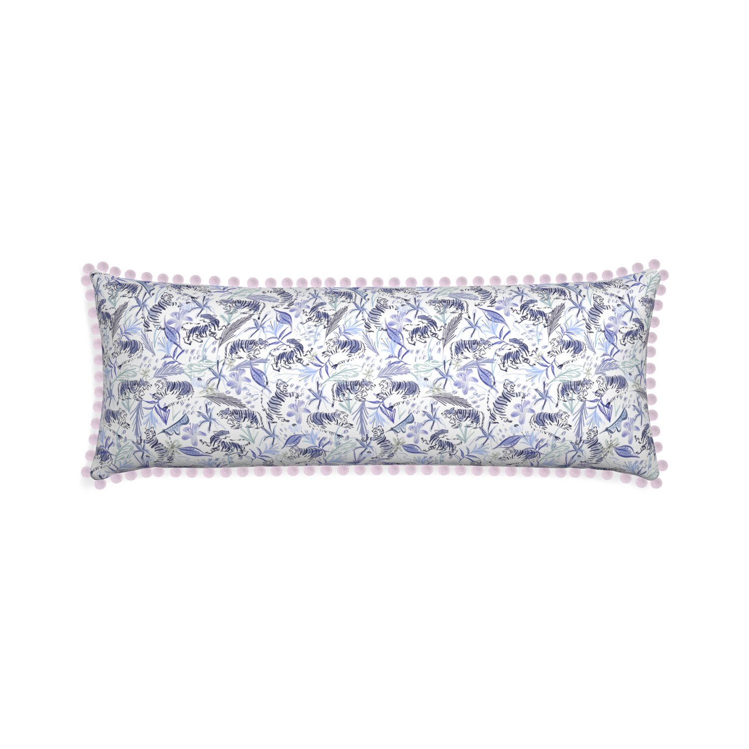 Xl-lumbar frida blue custom blue with intricate tiger designpillow with l on white background