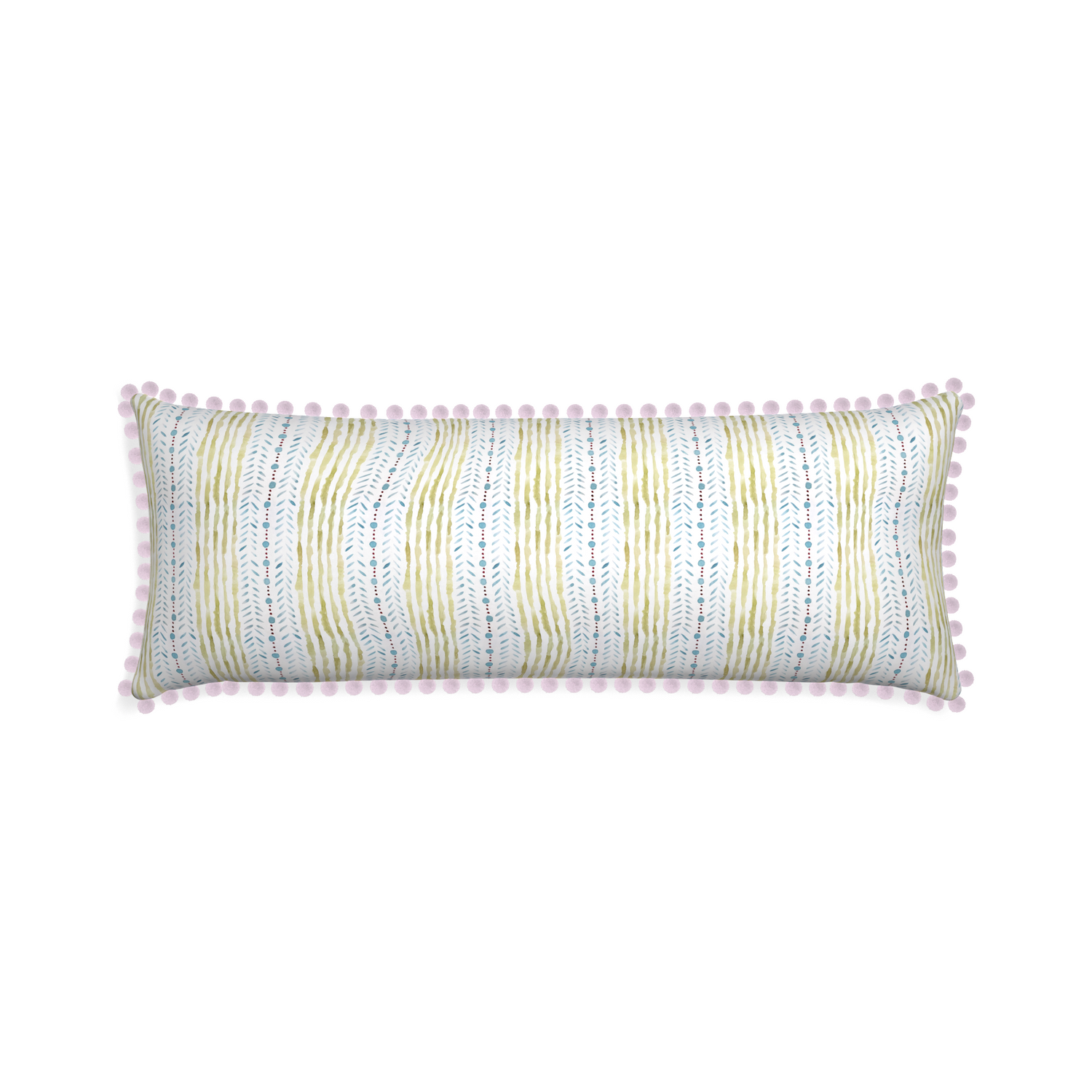 Xl-lumbar julia custom blue & green stripedpillow with l on white background