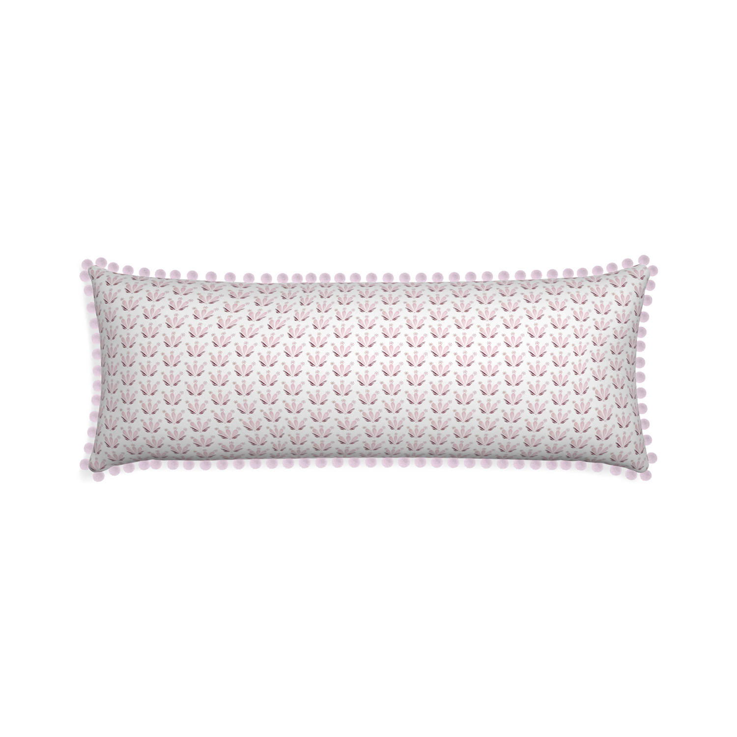 Xl-lumbar serena pink custom pink & burgundy drop repeat floralpillow with l on white background