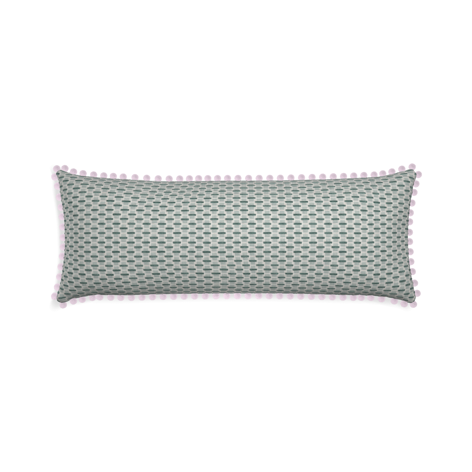 Xl-lumbar willow mint custom green geometric chenillepillow with l on white background