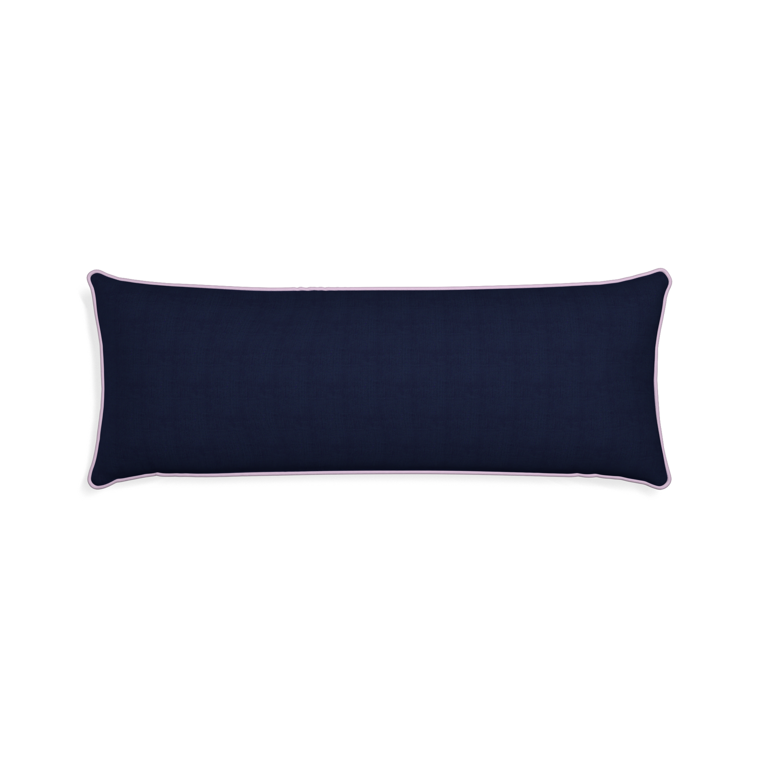 Xl-lumbar midnight custom pillow with l piping on white background
