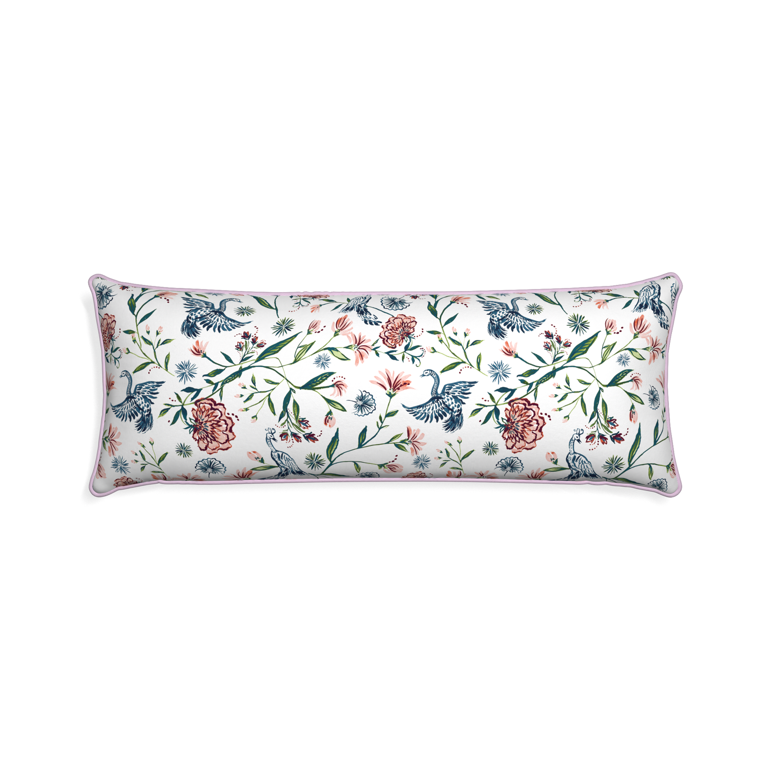 Xl-lumbar daphne cream custom pillow with l piping on white background