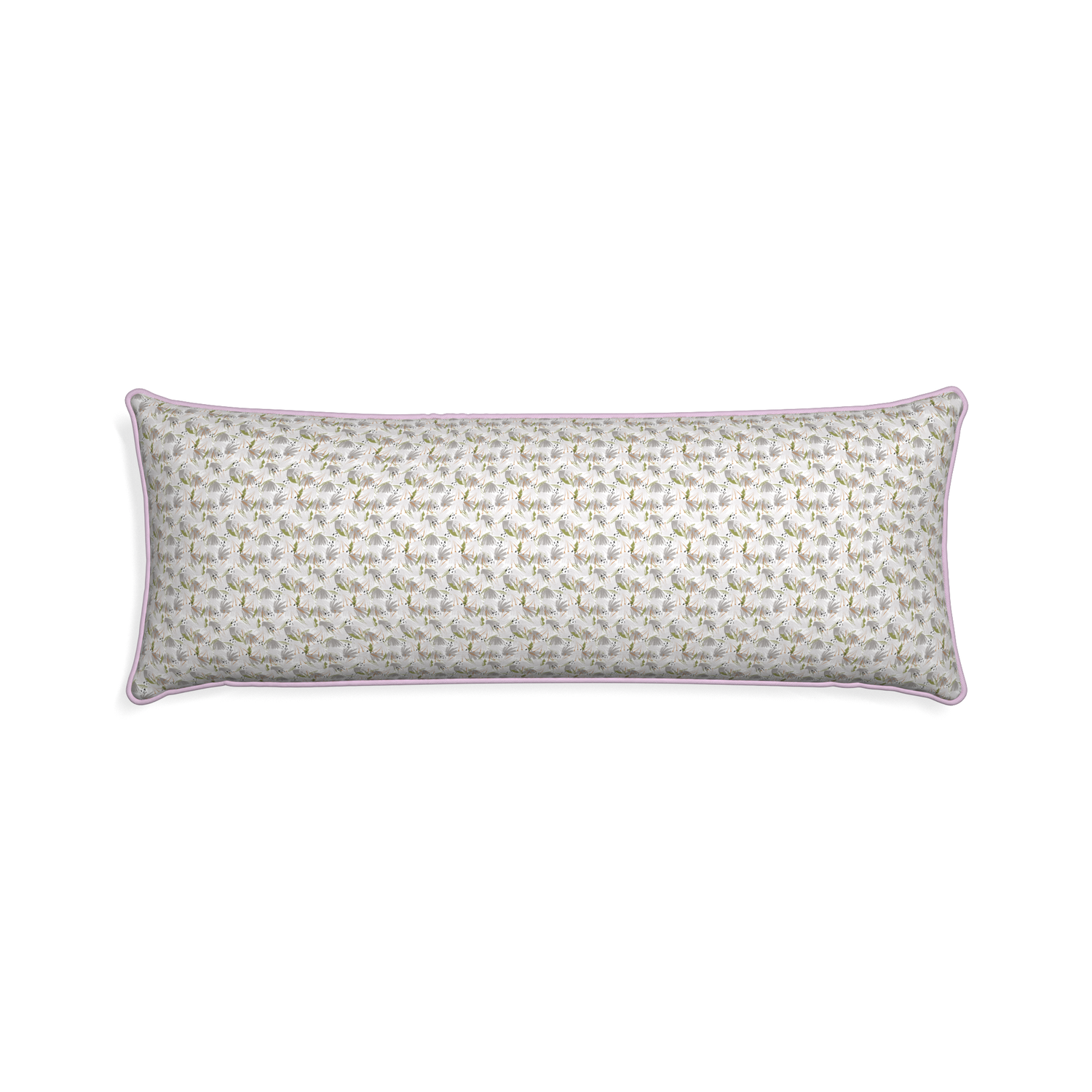 Xl-lumbar eden grey custom pillow with l piping on white background